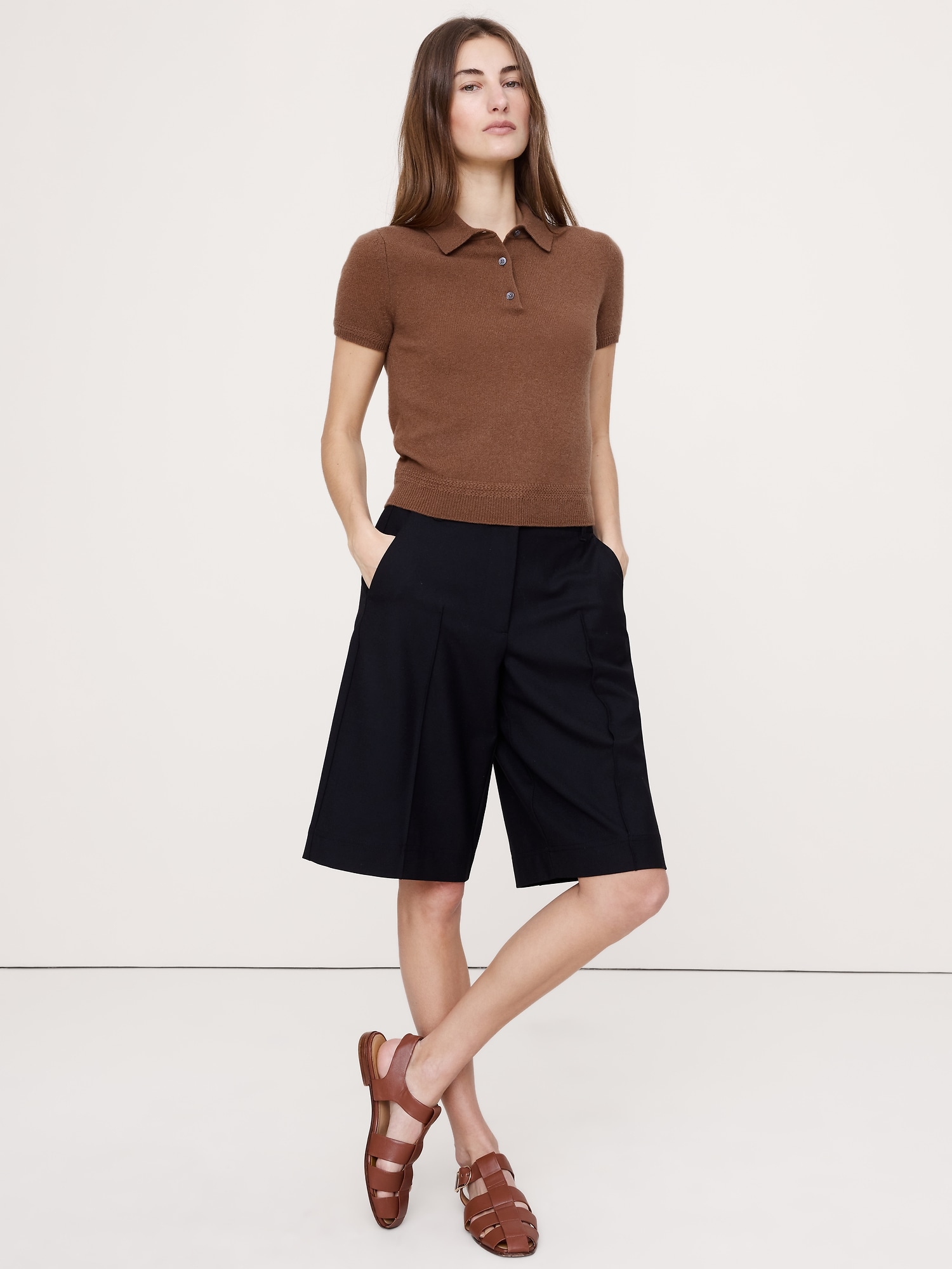 POLO LÉGER EN CACHEMIRE À MANCHES COURTES