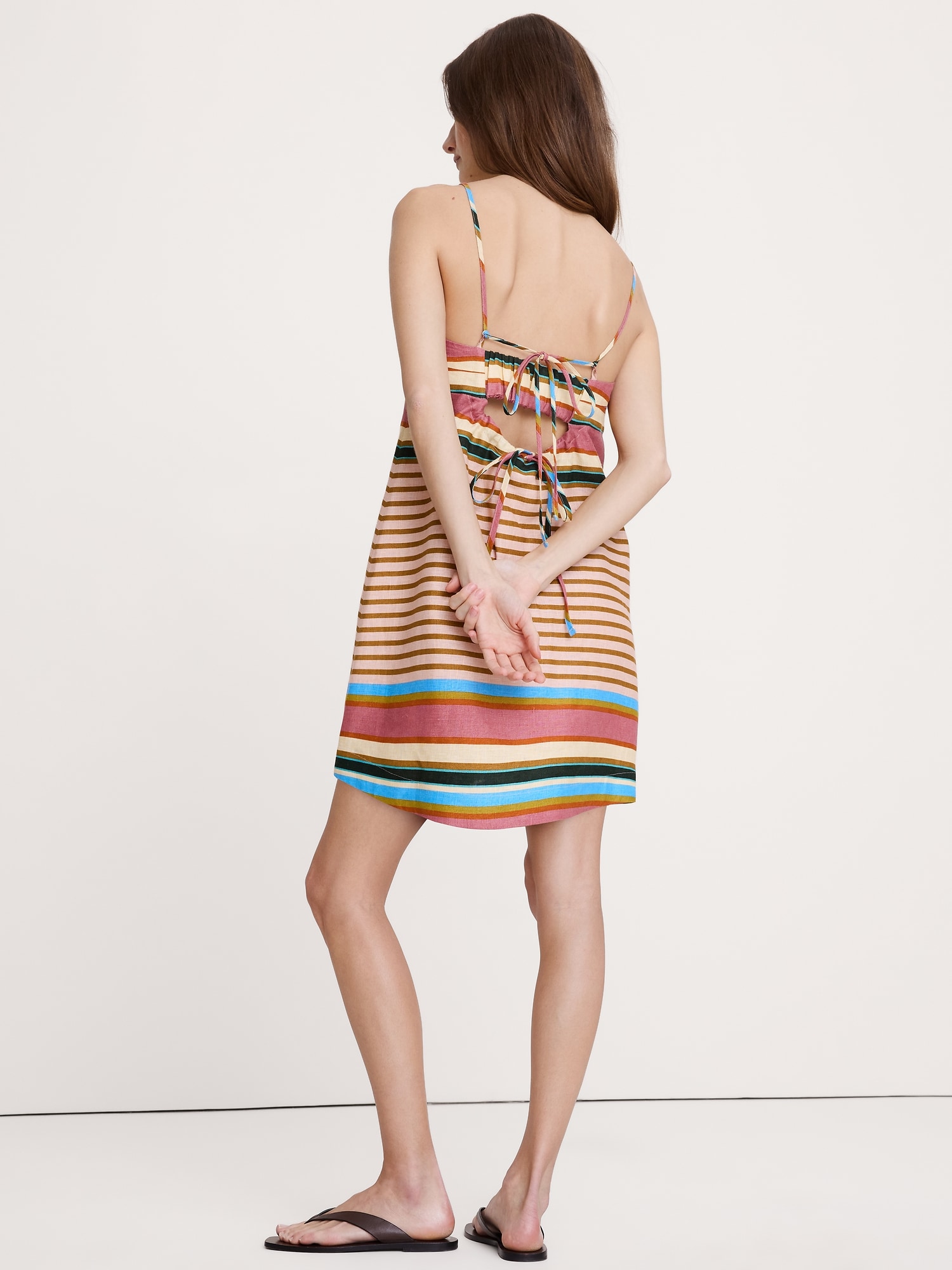 Image number 3 showing, Strappy Linen Mini Dress