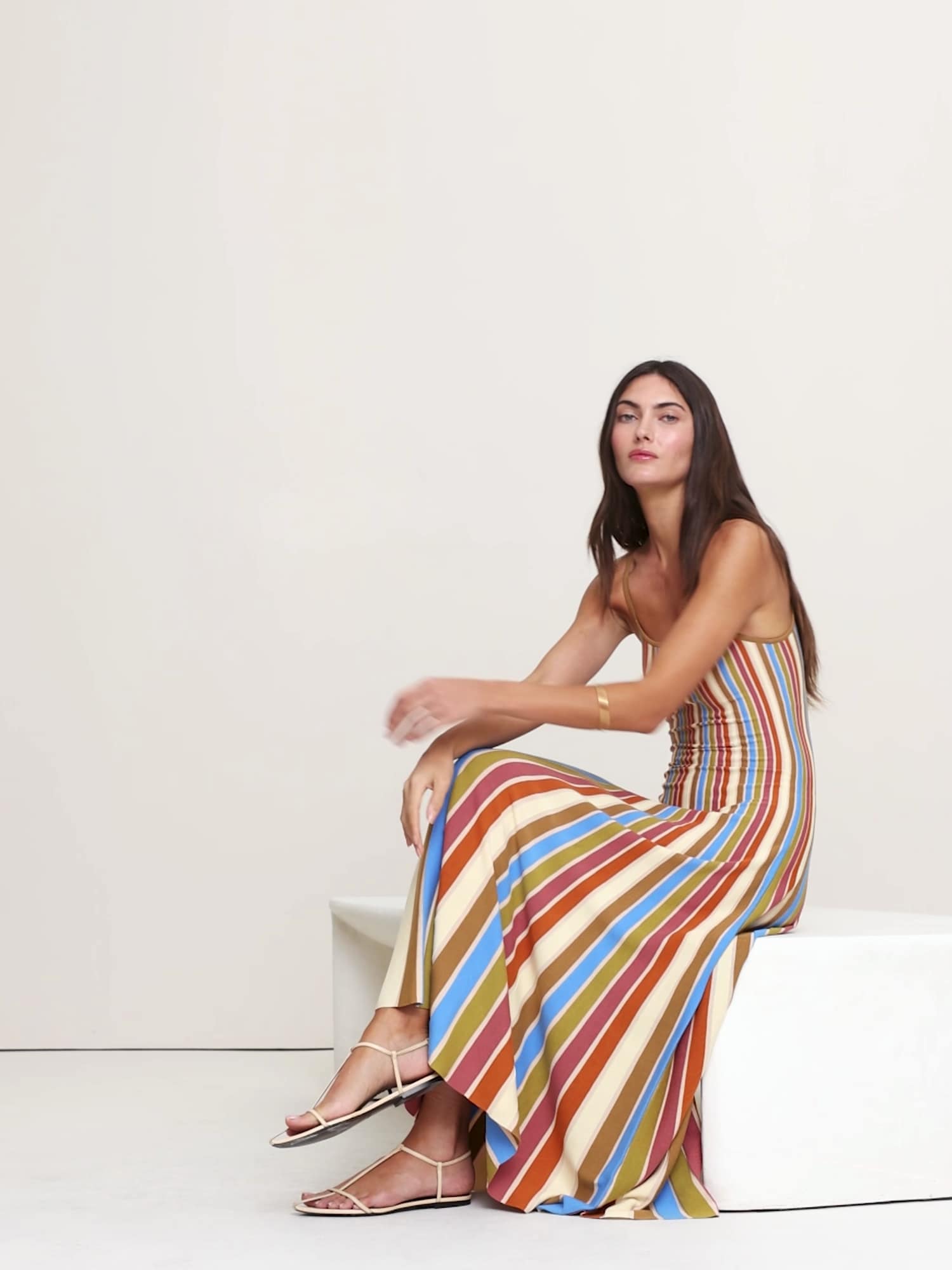Sculpted Stripe Maxi Dress | Banana Republic
