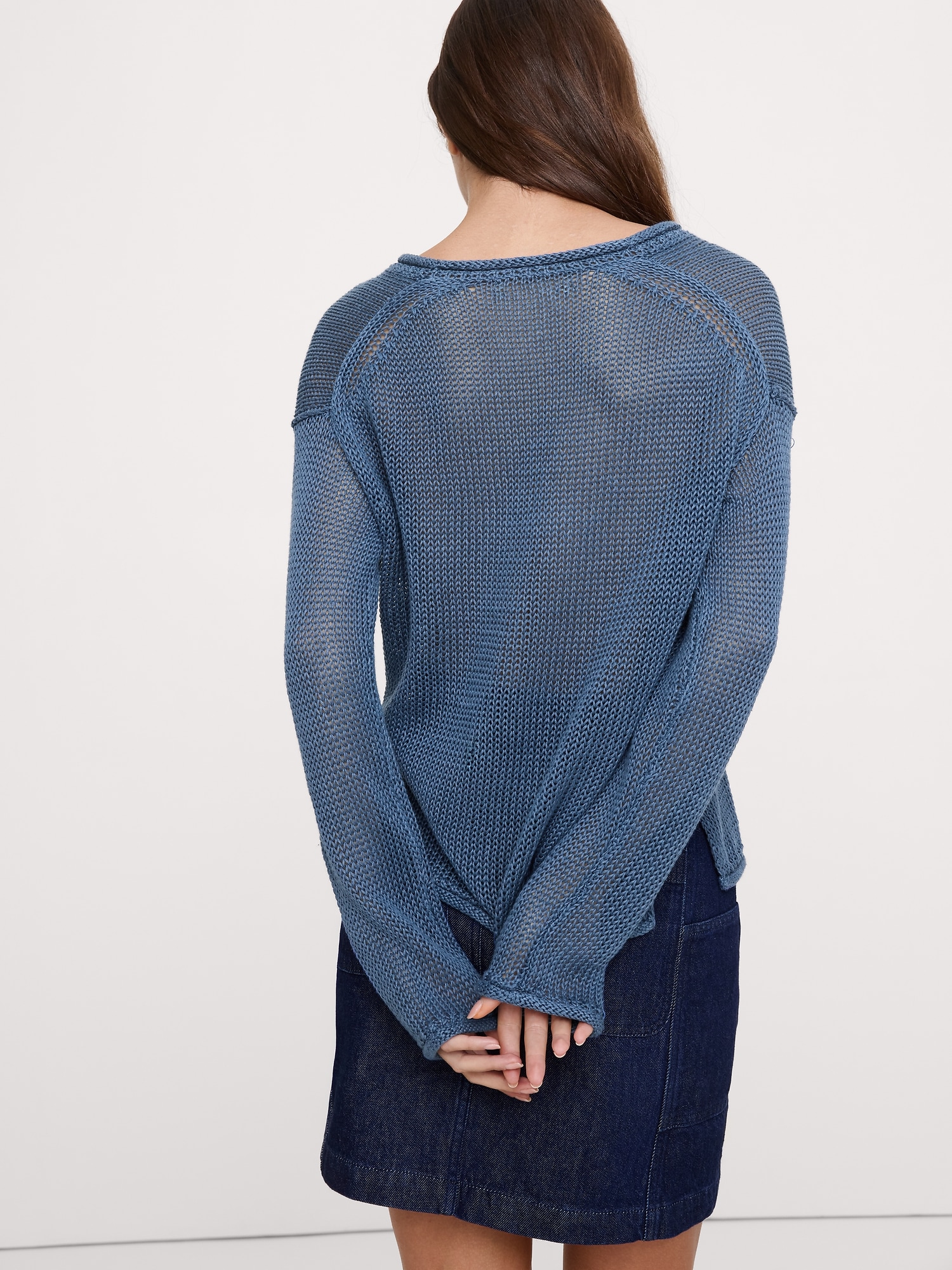 Image number 3 showing, Heirloom Linen V-Neck Sweater