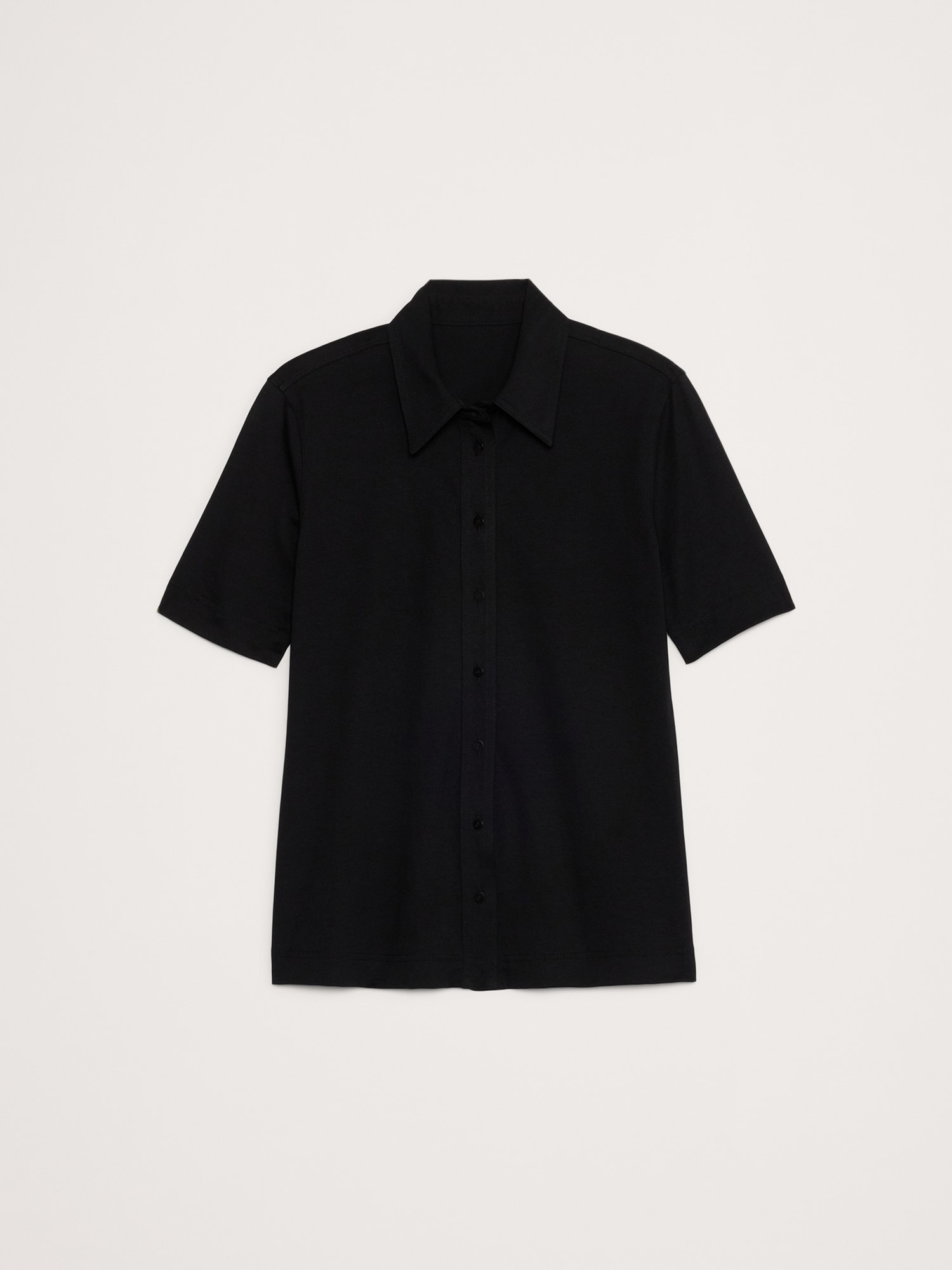 Image number 4 showing, Silky Cotton Short-Sleeve Button-Down Top