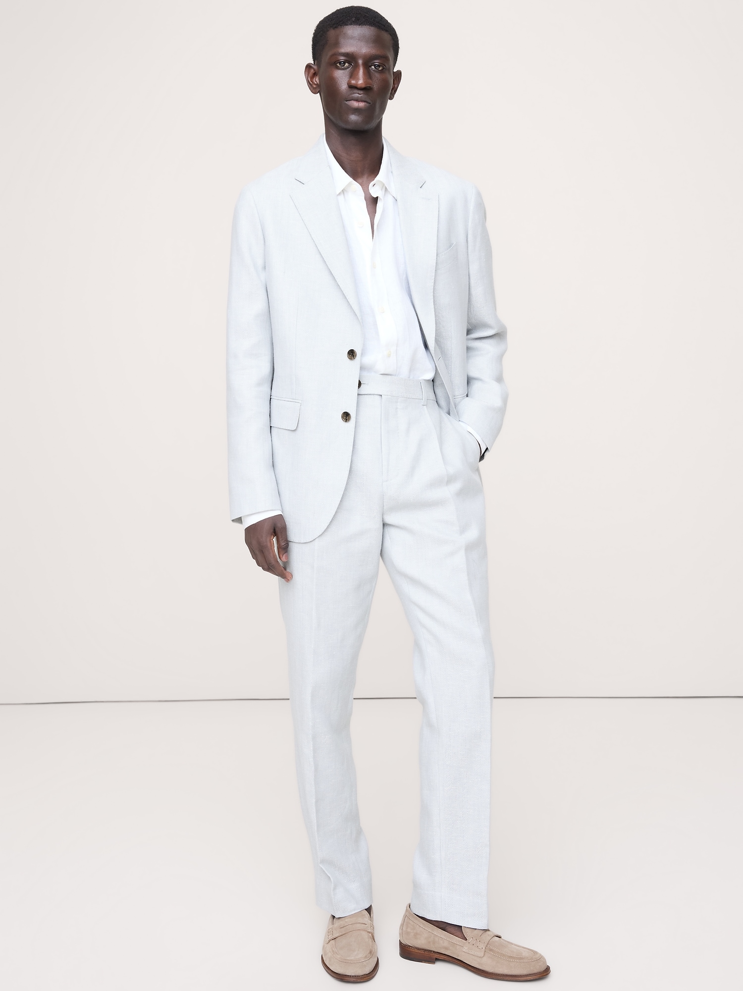 Image number 5 showing, Slim Herringbone Linen-Merino Suit Pant