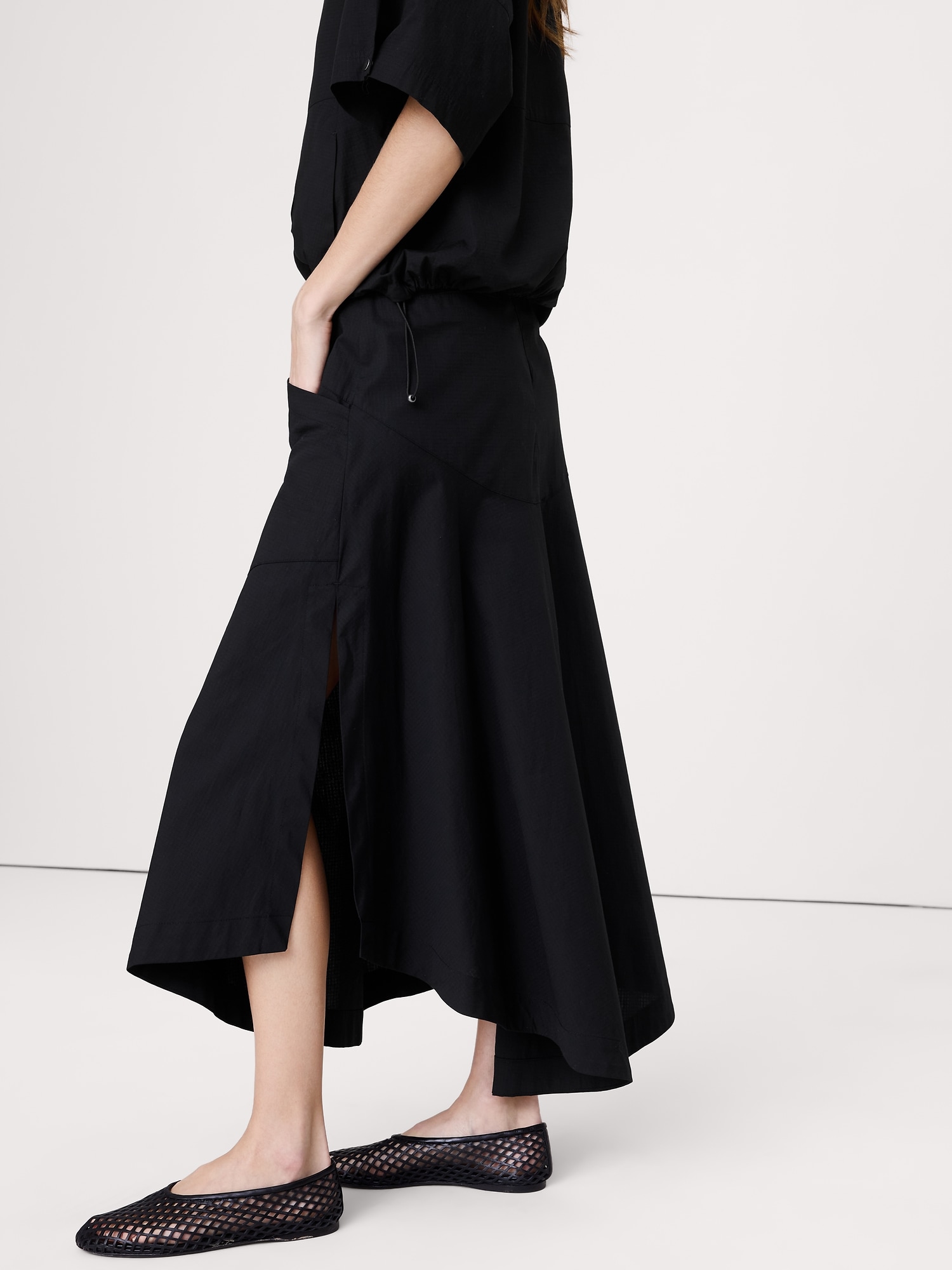 Image number 4 showing, Stretch-Cotton Drop-Waist Maxi Skirt