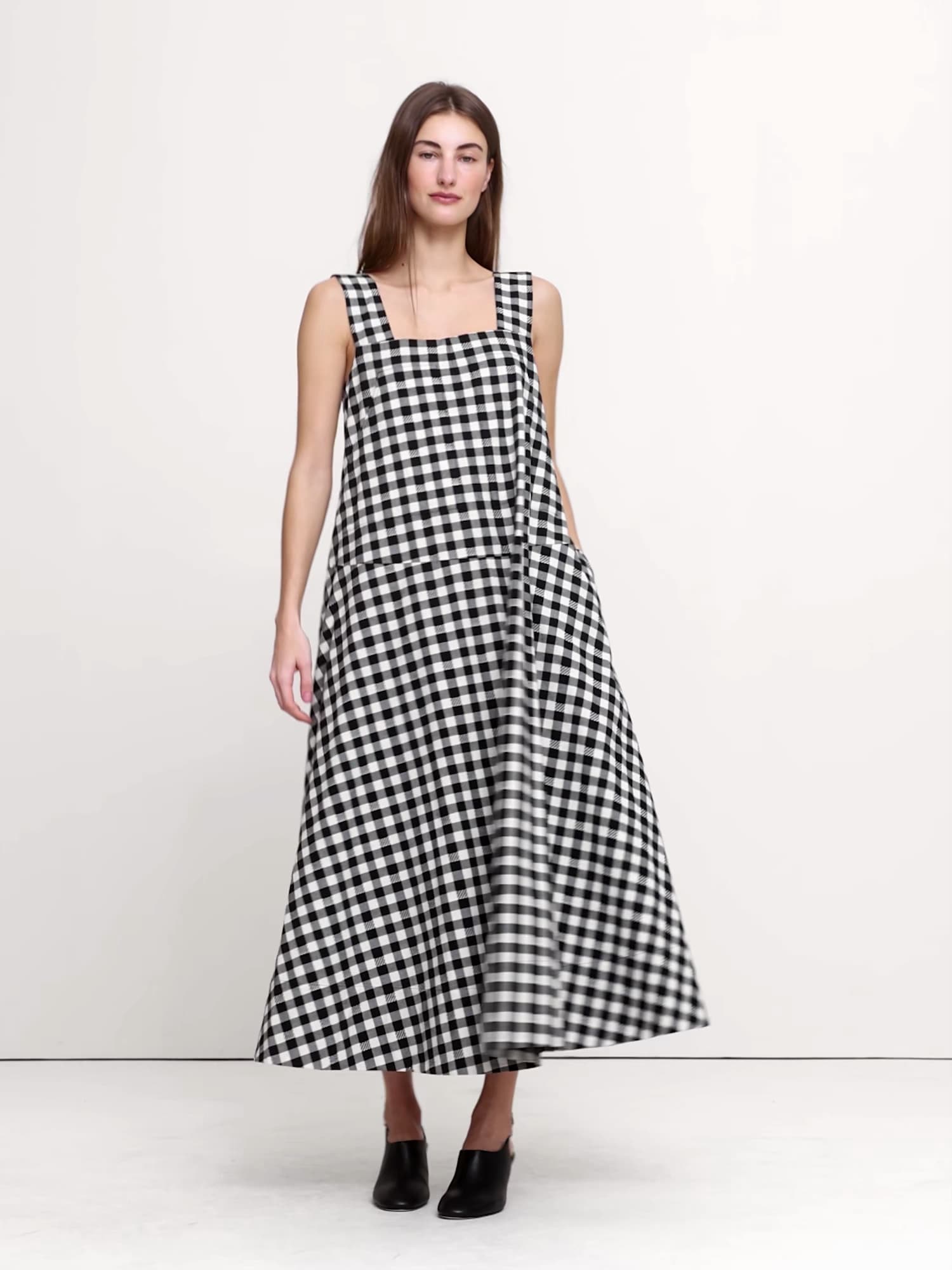 Square-Neck Apron Maxi Dress