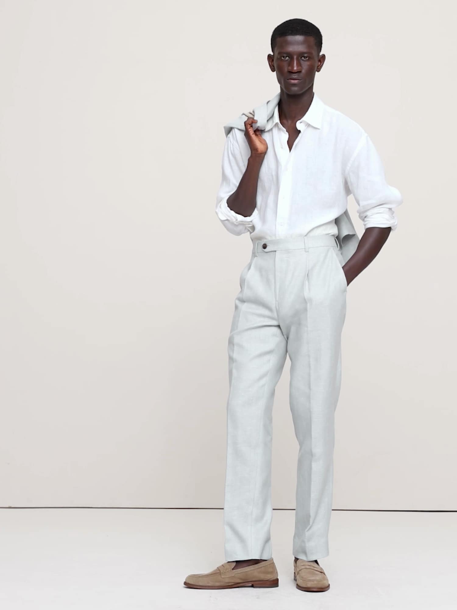 Herringbone Linen-Merino Suit Jacket