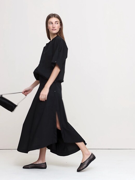 Stretch-Cotton Drop-Waist Maxi Skirt | Banana Republic