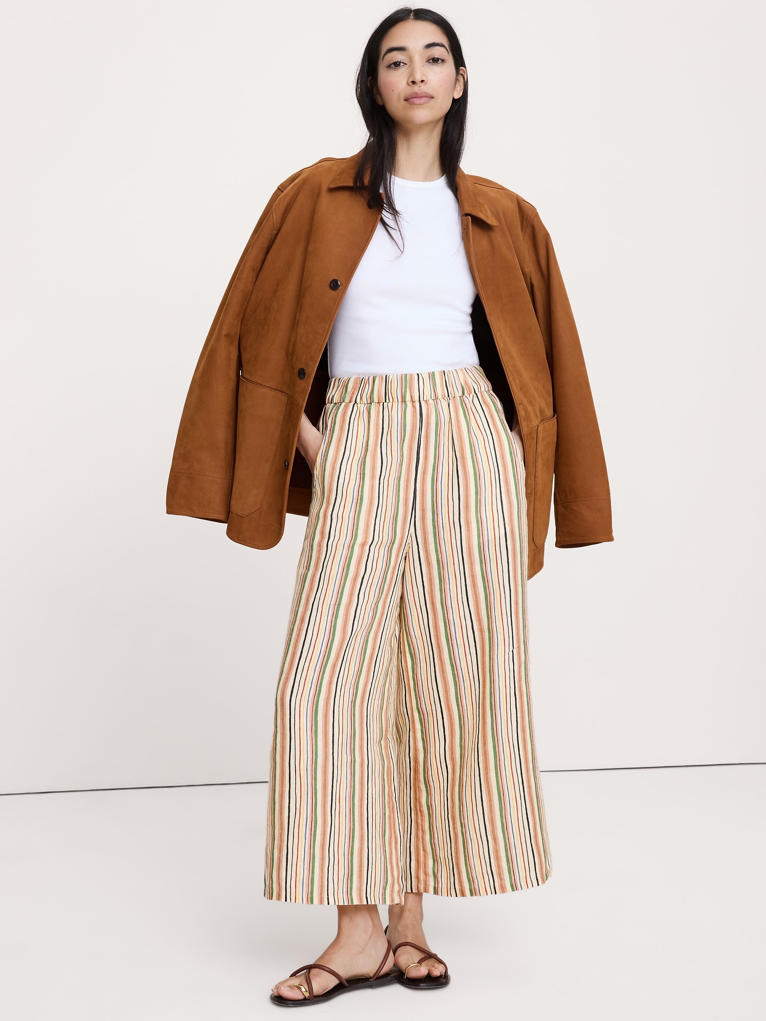 The Pull-On Wide-Leg Ankle Pant in Linen