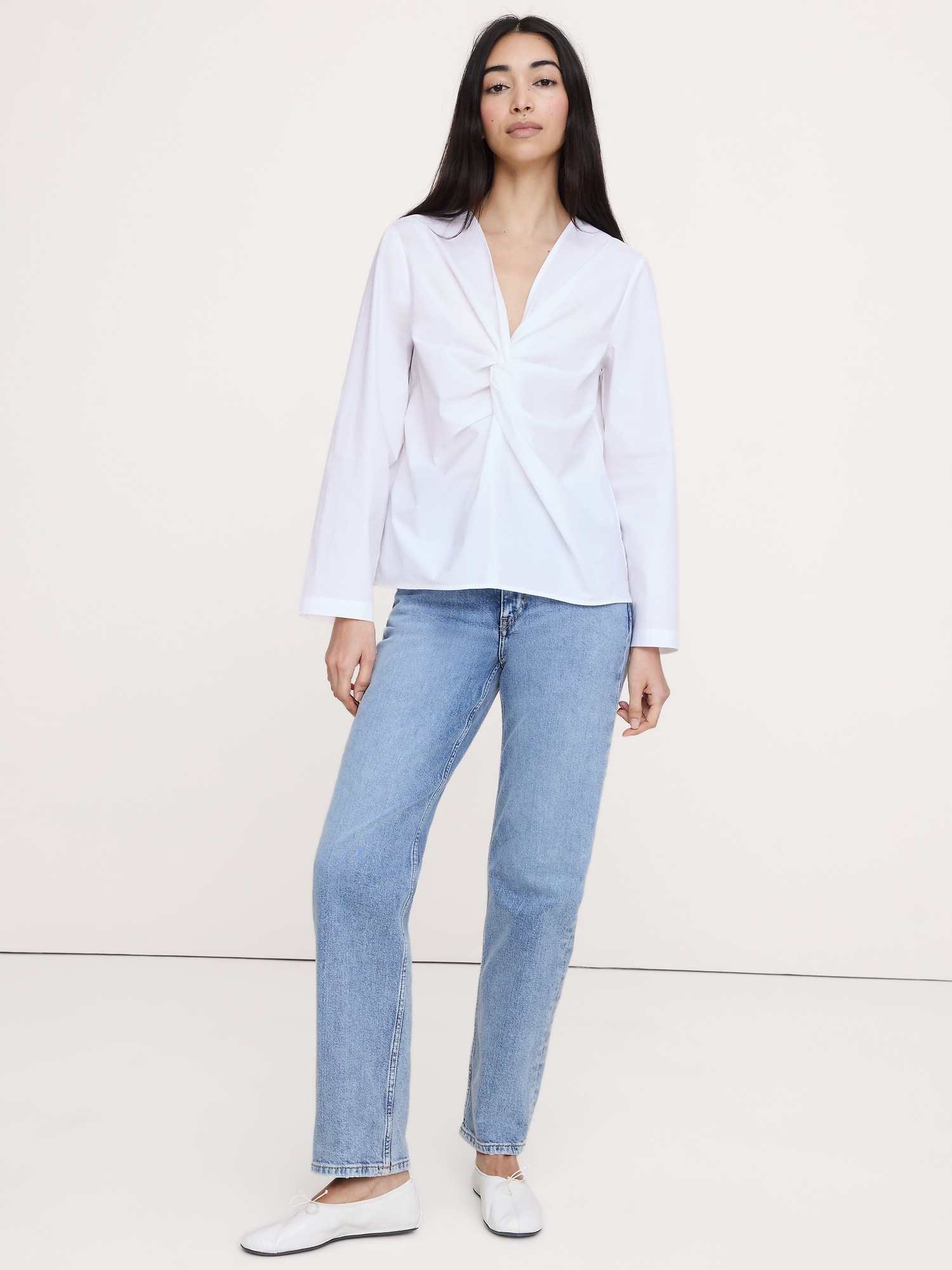 HAUT TORSADÉ À L'AVANT EN POPELINE DE COTON