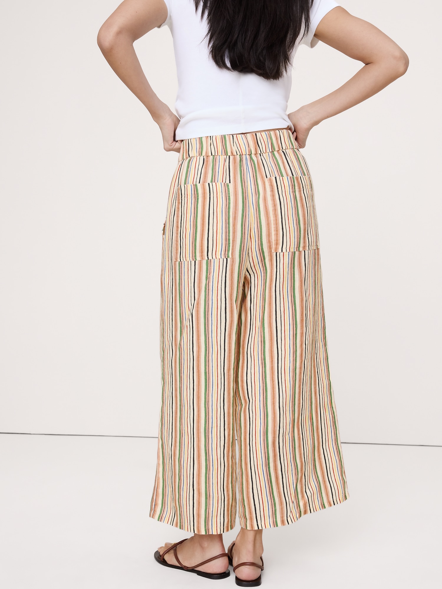 Image number 3 showing, The Pull-On Wide-Leg Ankle Pant in Linen