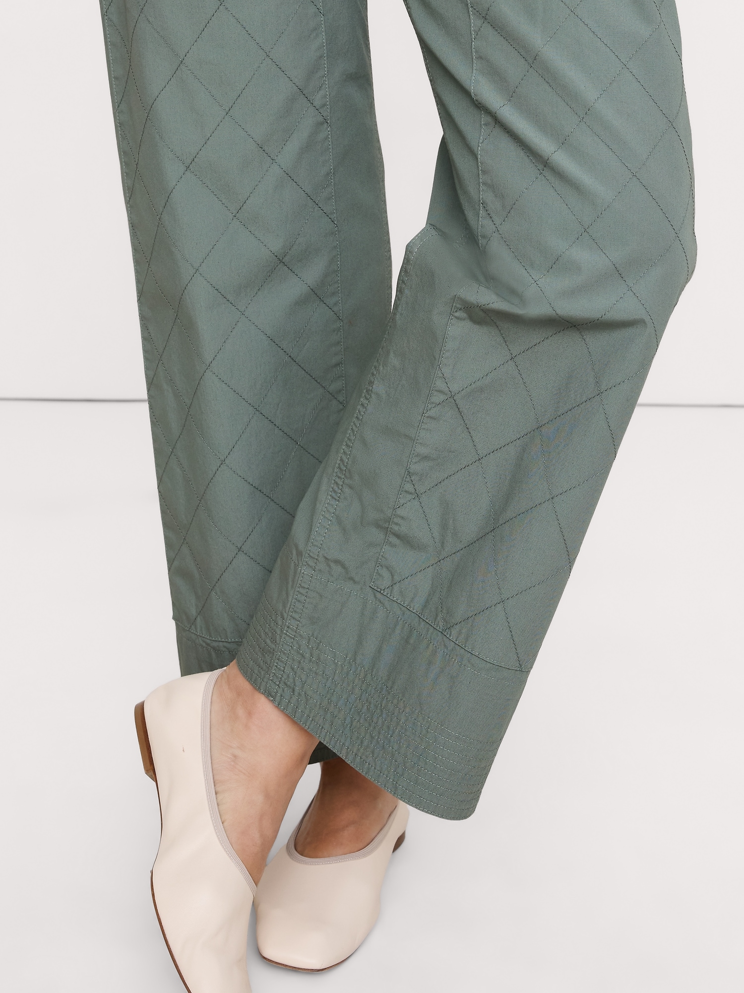 Image number 4 showing, Mid-Rise Cotton Poplin Drawstring Pant