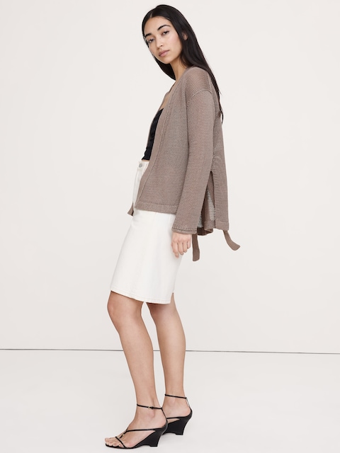 CARDIGAN CACHE-CŒUR EN LIN CLASSIQUE