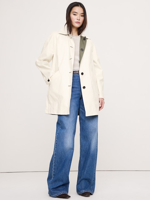 MANTEAU TROIS-QUARTS COURT RÉVERSIBLE EN COTON
