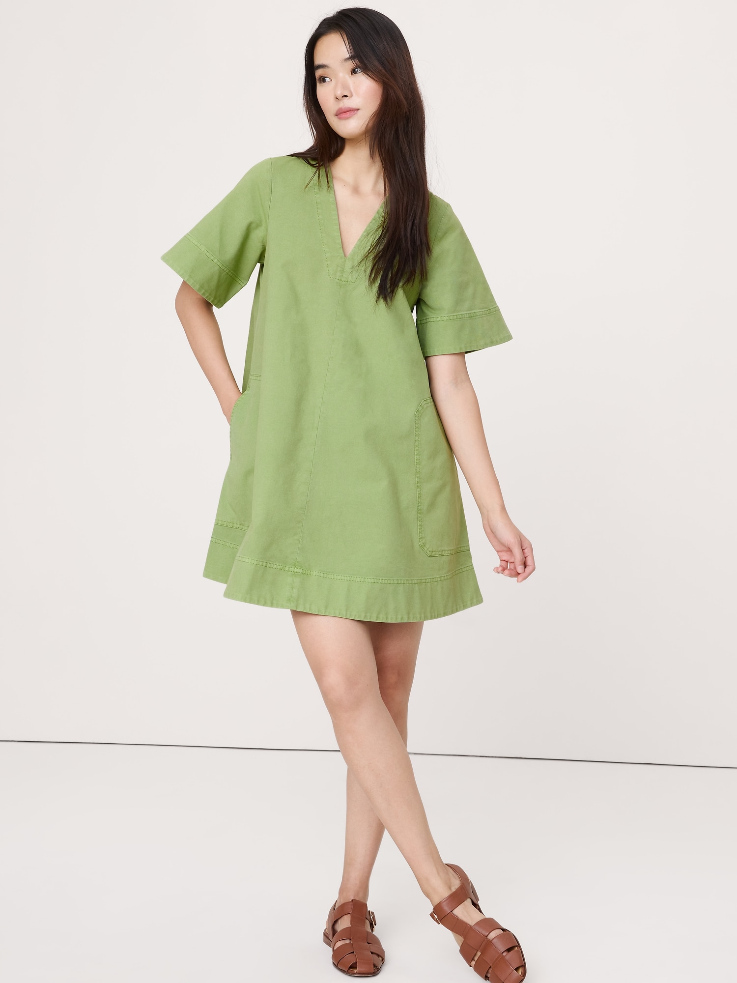 Cotton Canvas Mini Dress