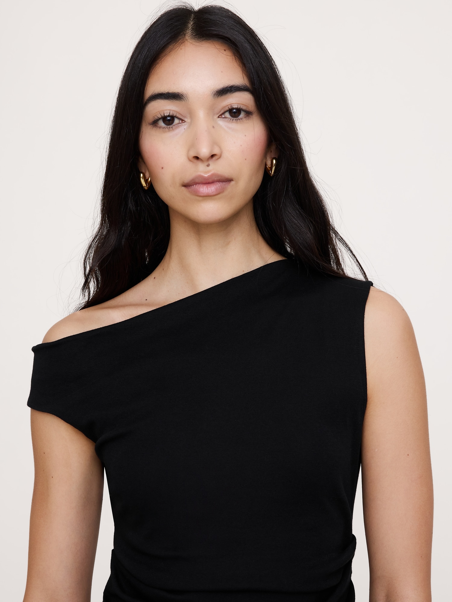 Image number 3 showing, Baby Rib Cotton Asymmetrical Tank