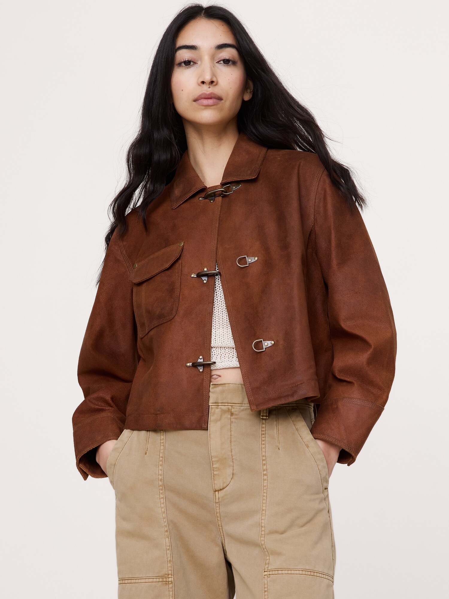 VESTE EN SUÈDE TEXTURÉ