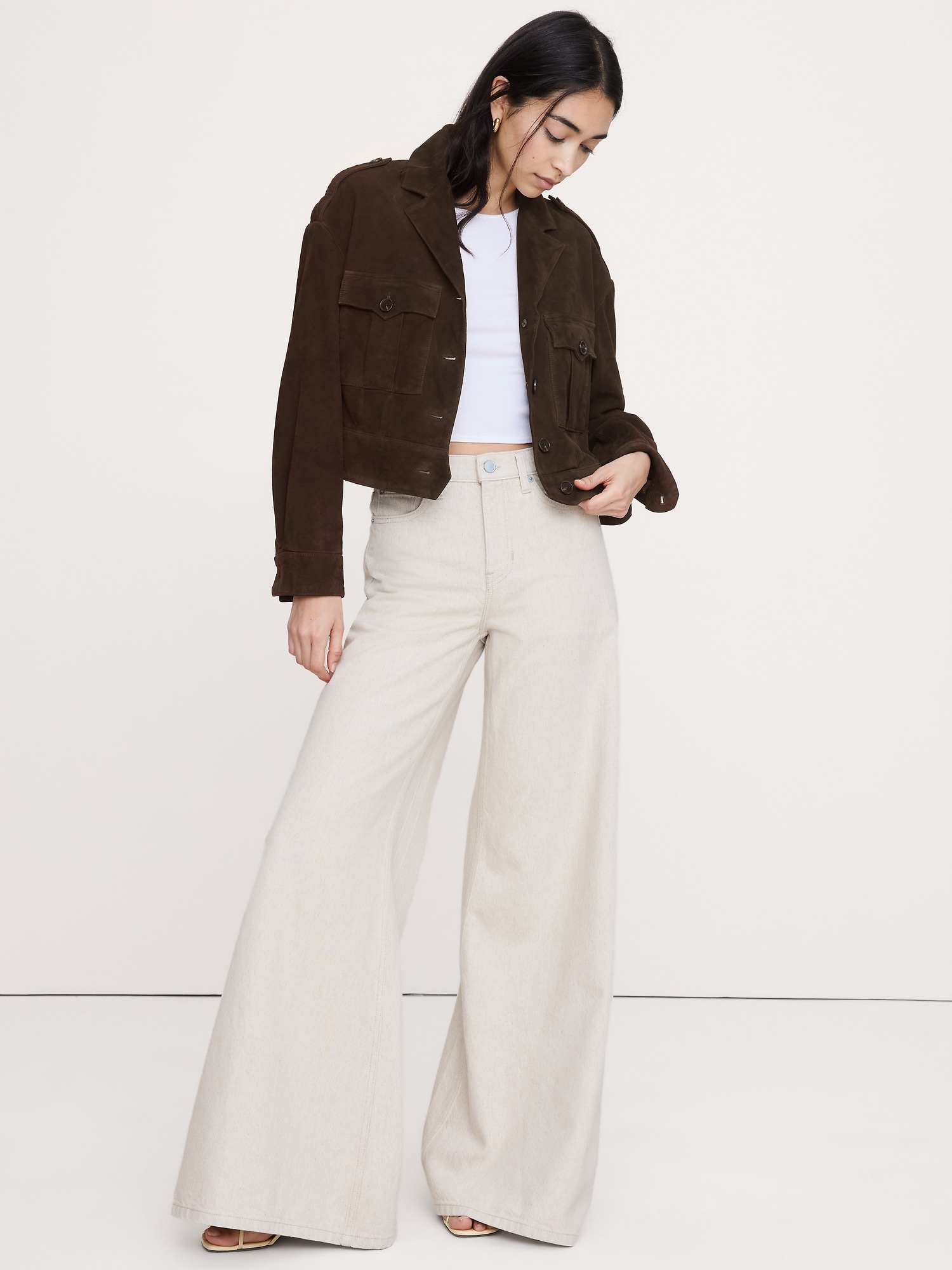 VESTE EN SUÈDE À DEUX POCHES