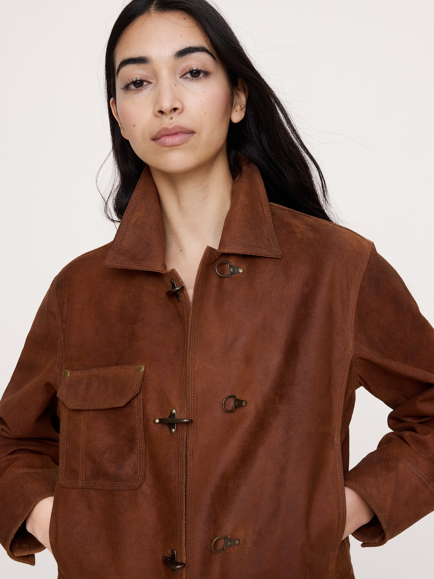 L'image numéro 4 présente Veste en suède texturé