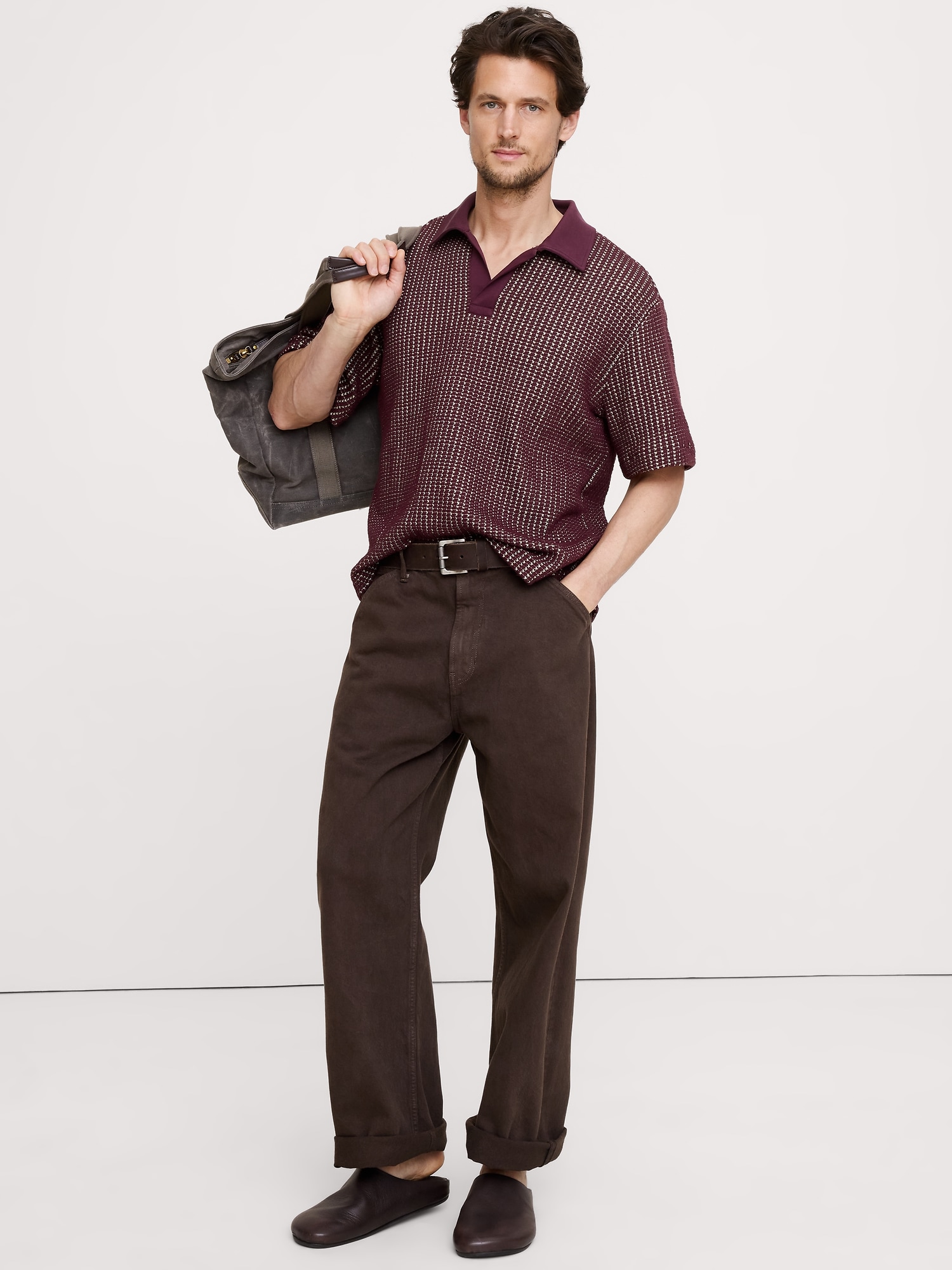 Relaxed-Fit Waffle-Knit Polo