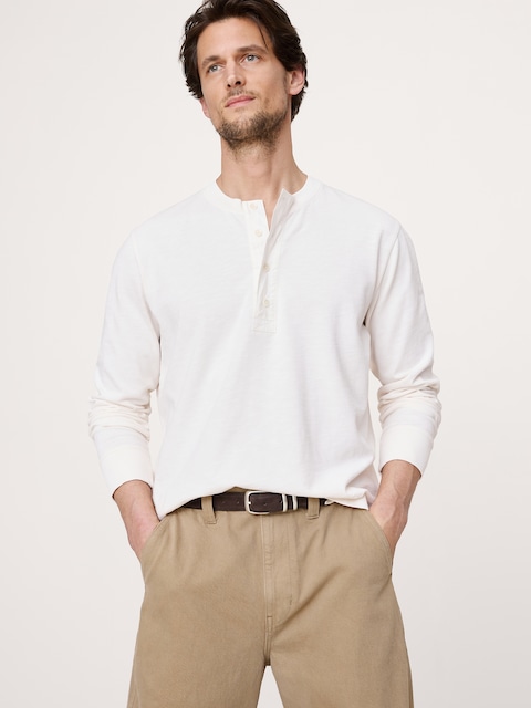 T-SHIRT HENLEY CLASSIQUE EN COTON FLAMMÉ