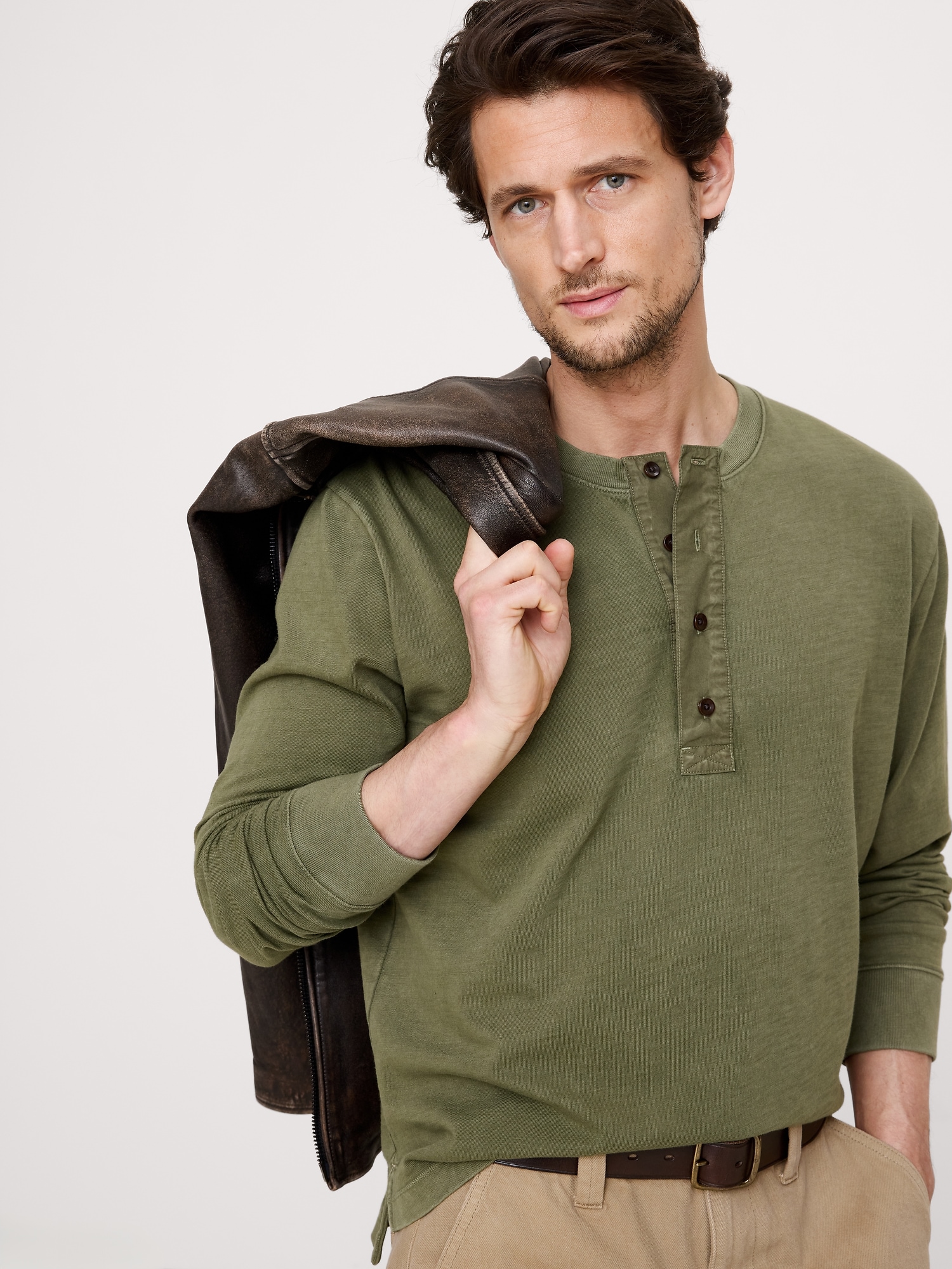 Cotton Slub Henley T-Shirt