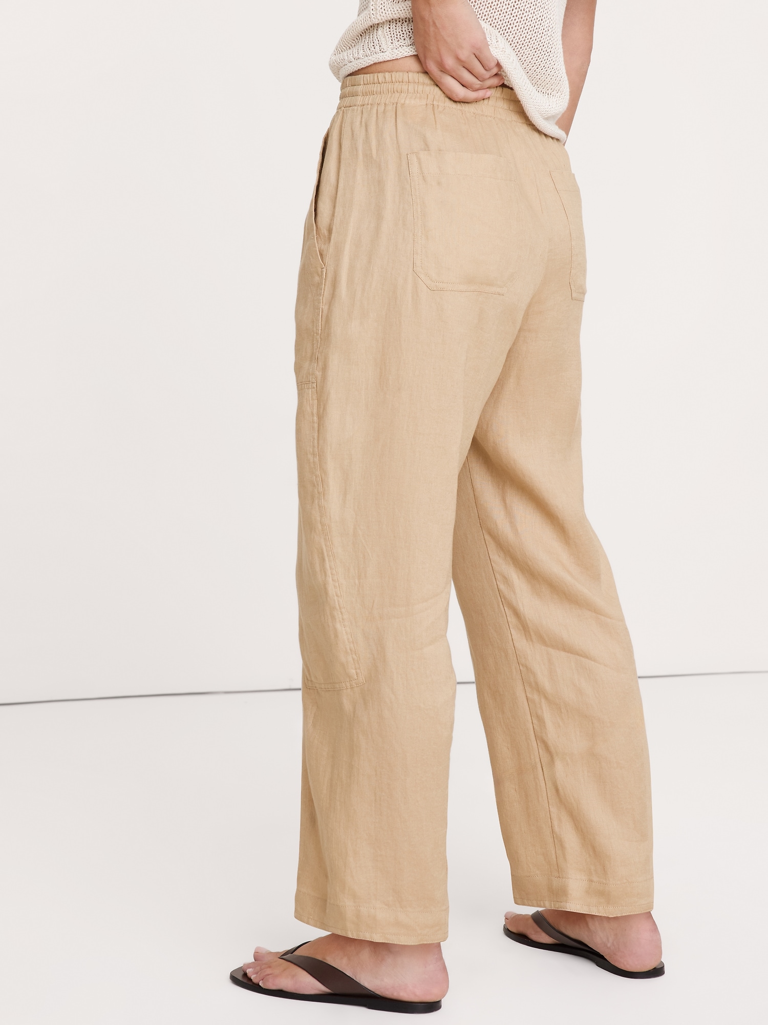 Image number 3 showing, Barrel-Leg Linen Pull-On Pant