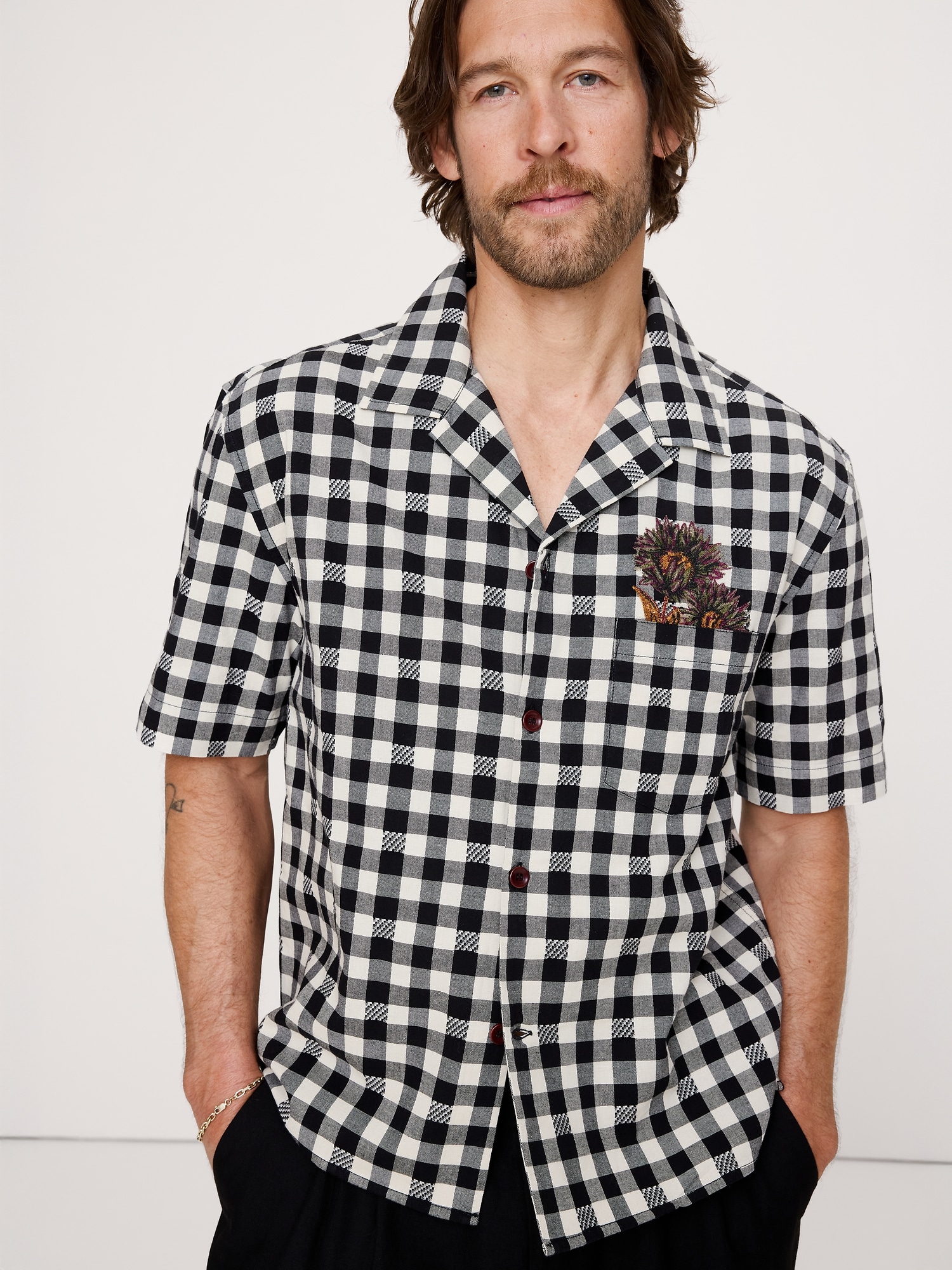 CHEMISE DE VACANCES DÉCONTRACTÉE EN COTON BRODÉ