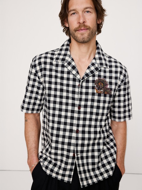 CHEMISE DE VACANCES DÉCONTRACTÉE EN COTON BRODÉ