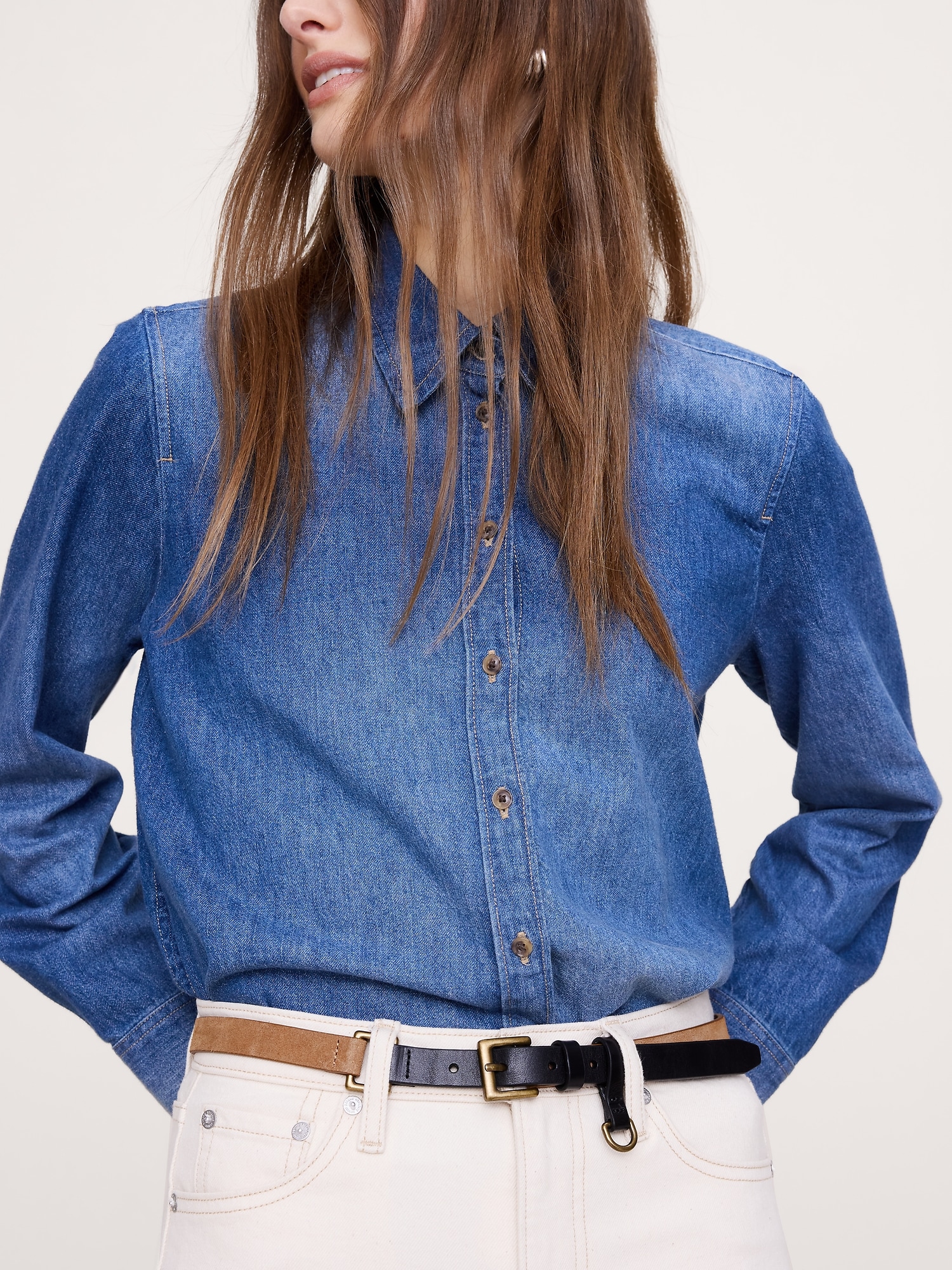 CEINTURE UTILITAIRE ÉTROITE EN CUIR TON SUR TON