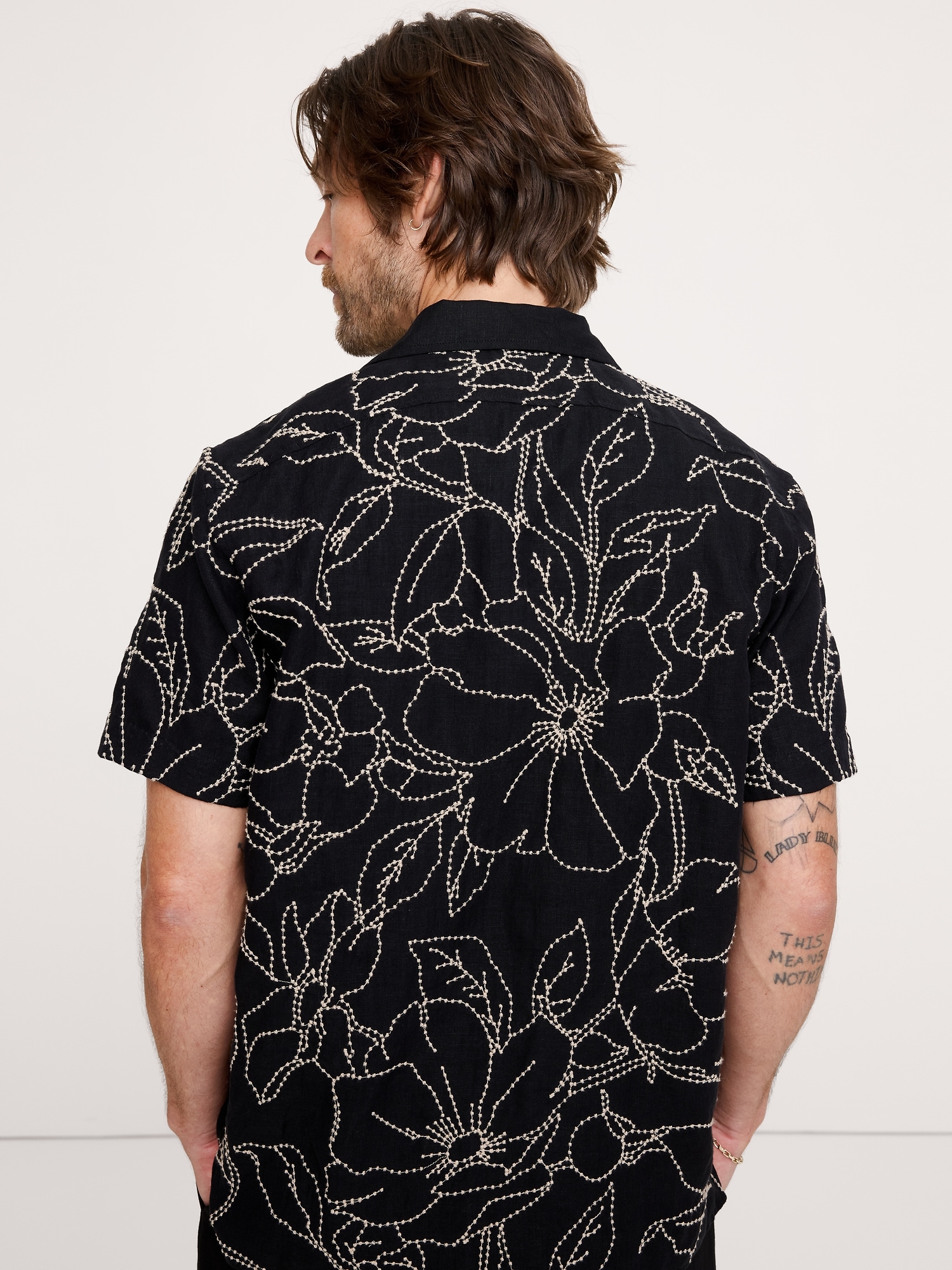 Image number 6 showing, Standard-Fit Embroidered Linen Resort Shirt