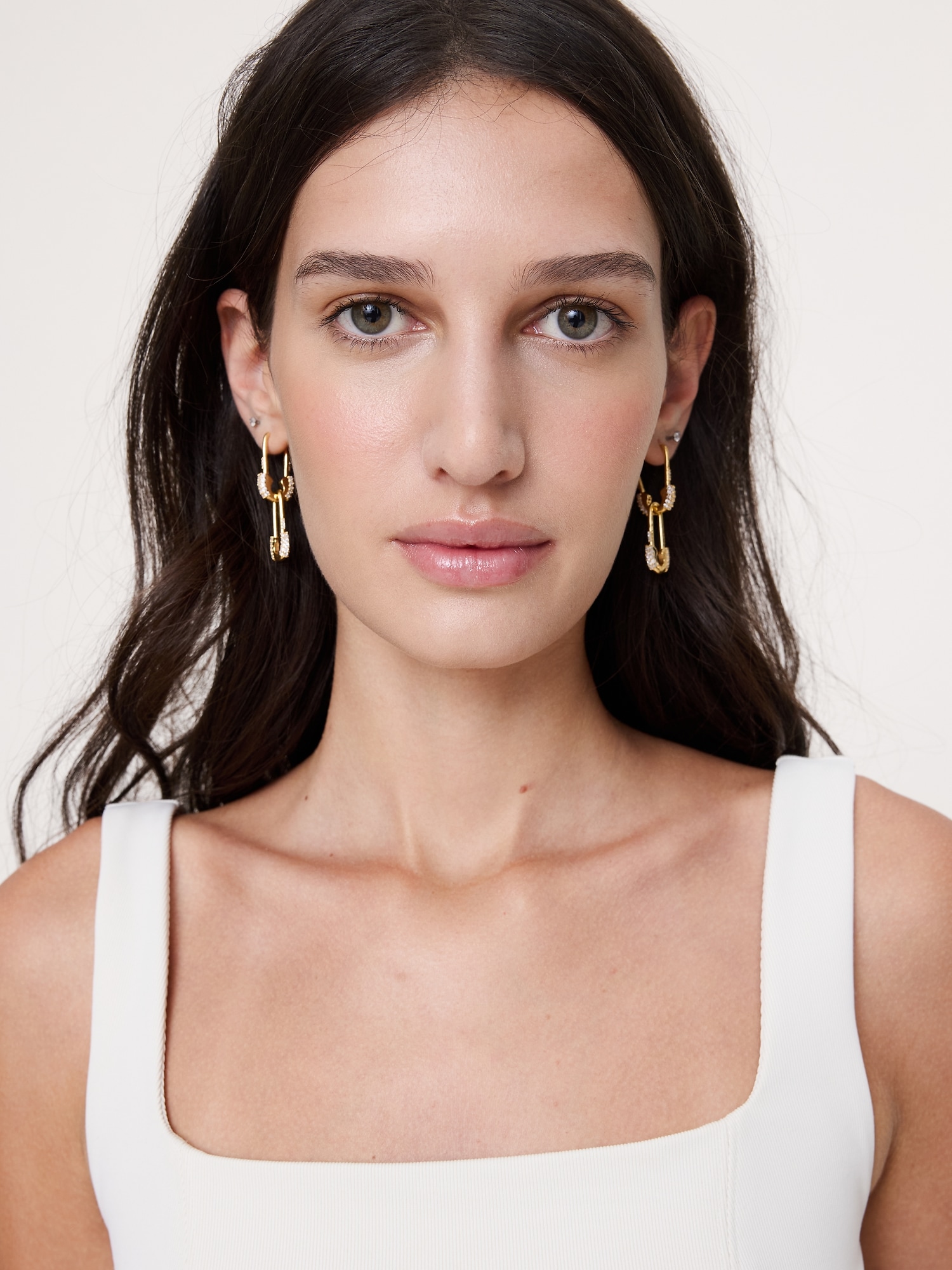 Rhinestone Safety Pin Earrings