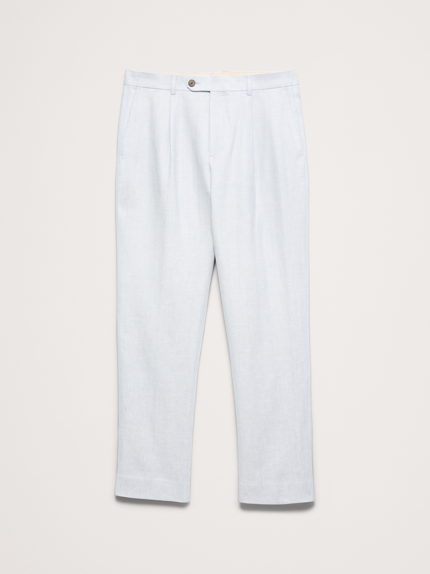 L'image numéro 5 présente Pantalon de complet étroit en lin et laine mérinos à motif de chevrons