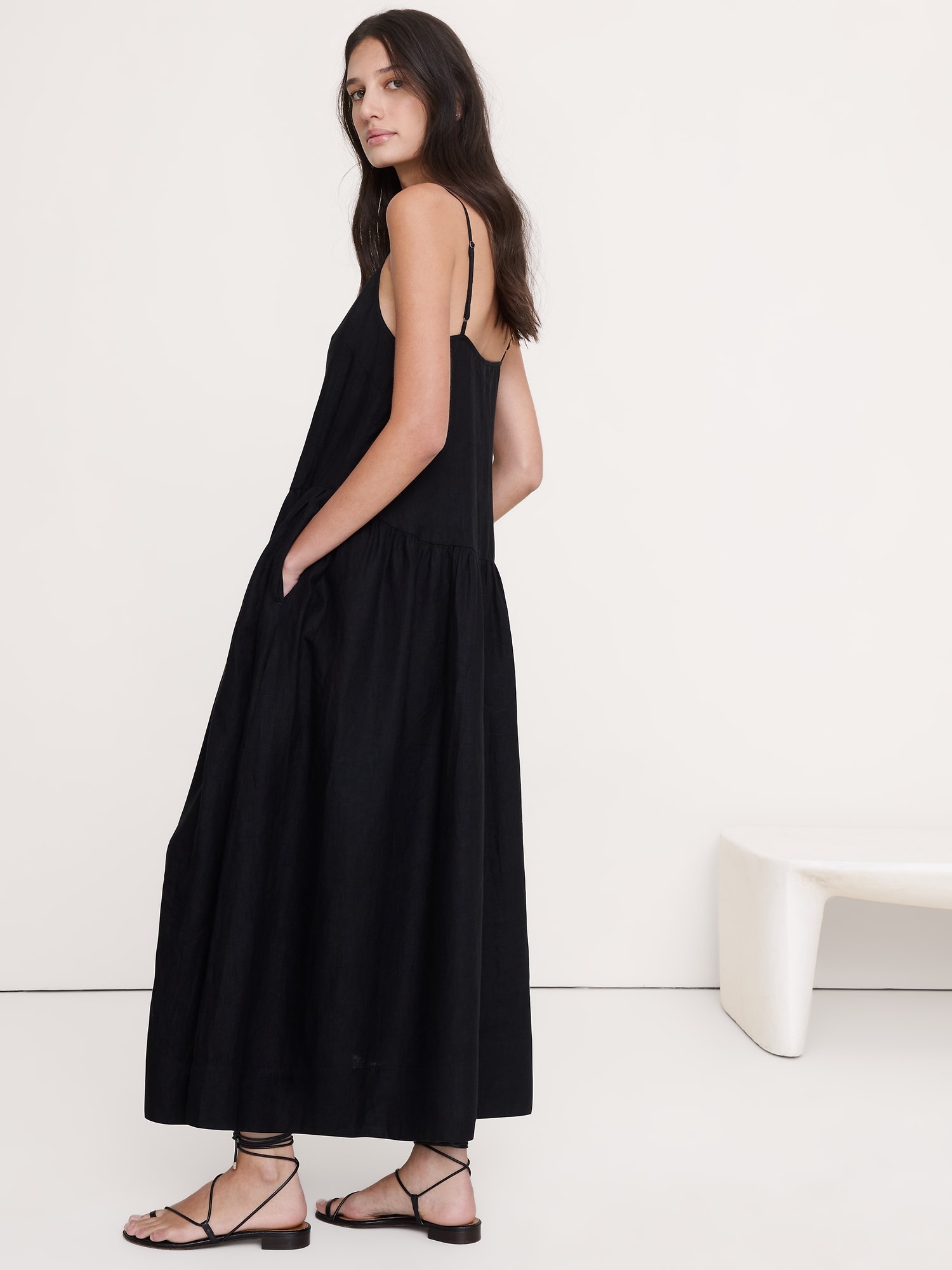 Image number 3 showing, Linen Drop-Waist Maxi Dress