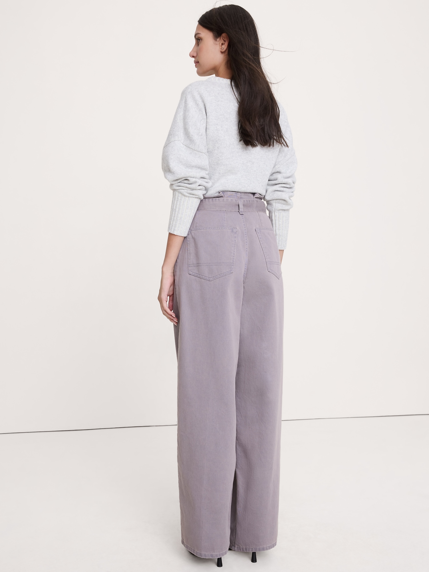 Image number 6 showing, High-Rise Straight-Leg Paperbag Pant