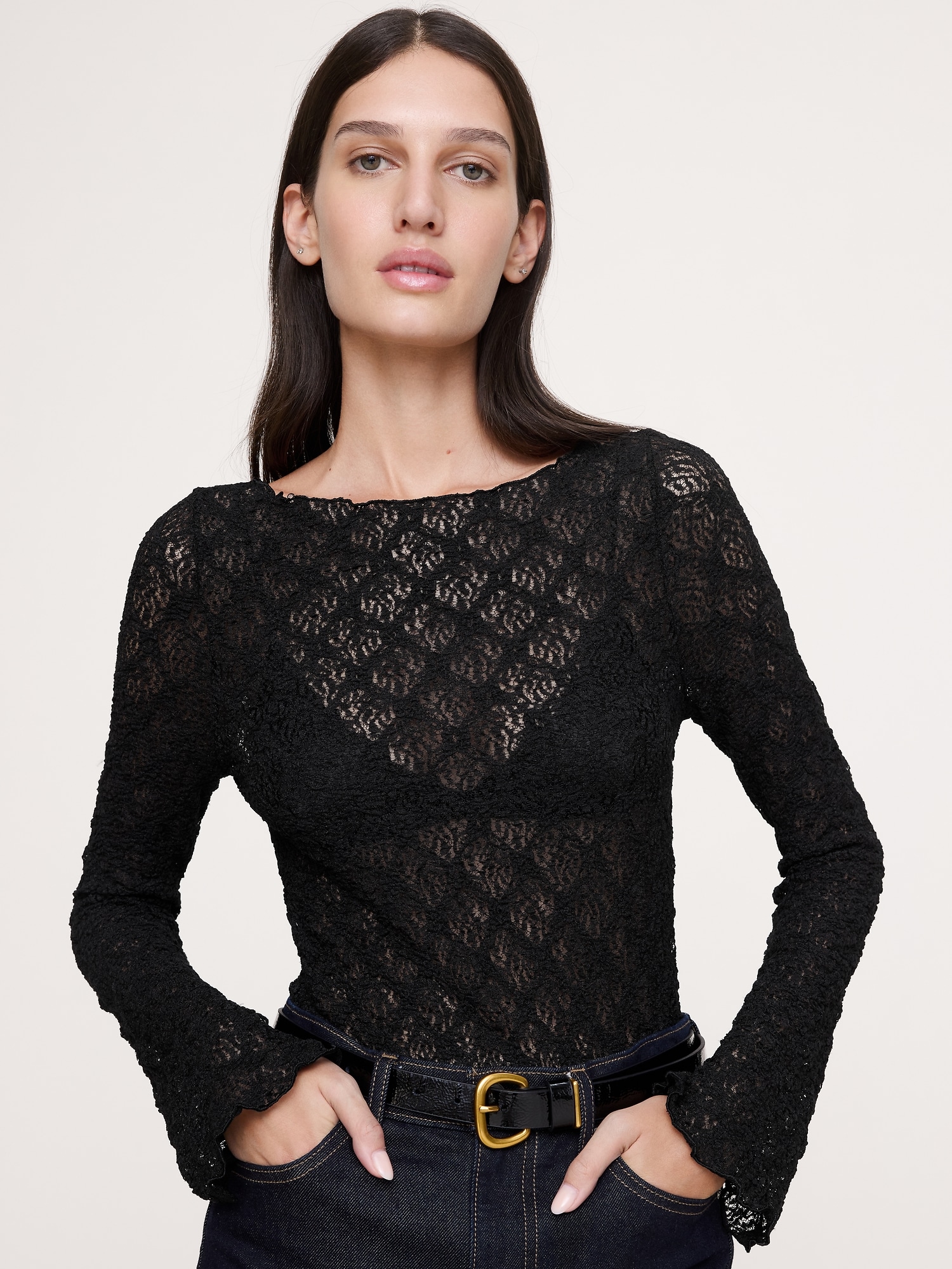 Lace Flare-Sleeve Top