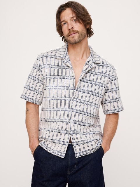 CHEMISE DE VACANCES EN JACQUARD À COUPE DÉCONTRACTÉE