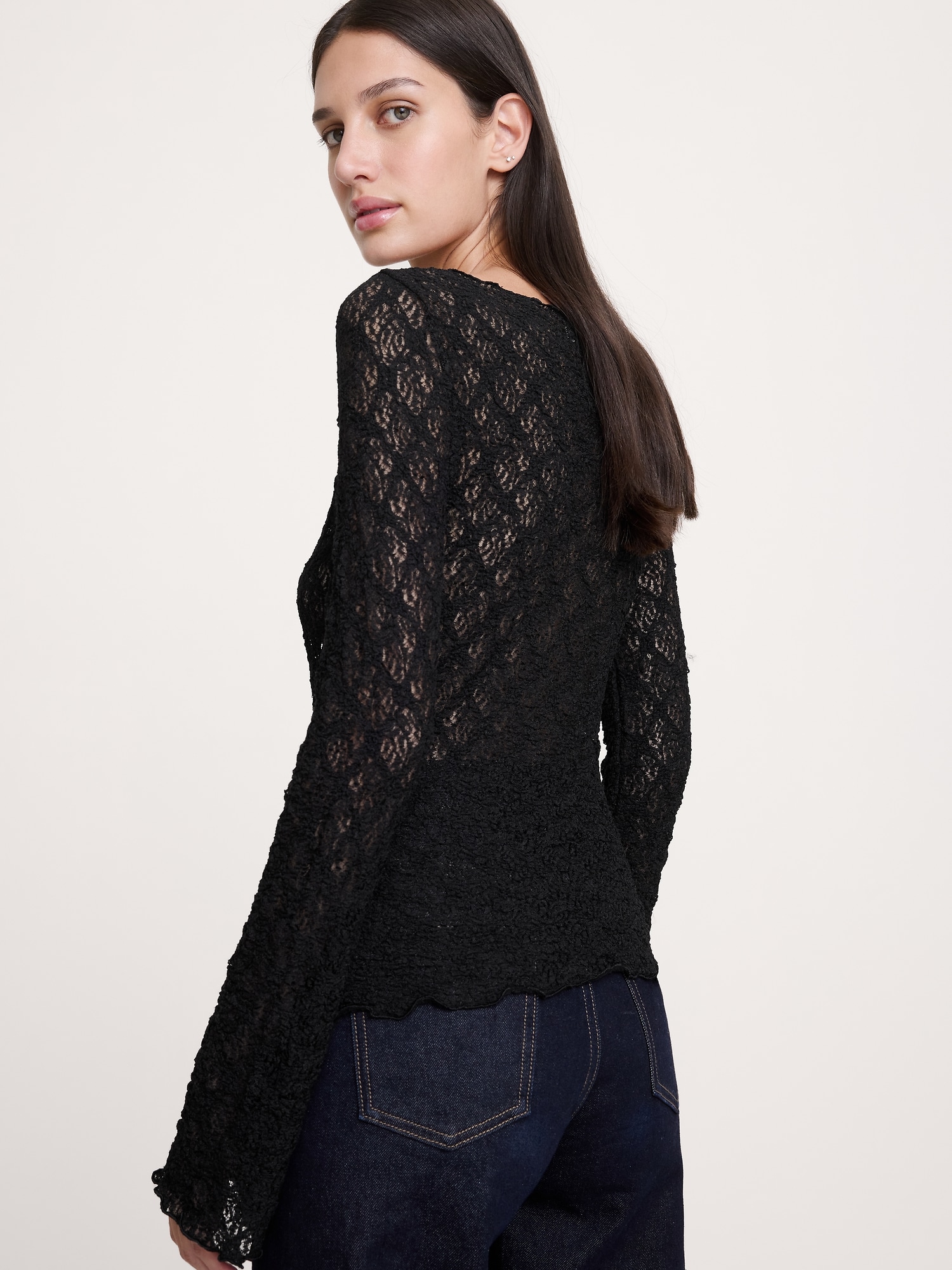 Image number 2 showing, Lace Flare-Sleeve Top