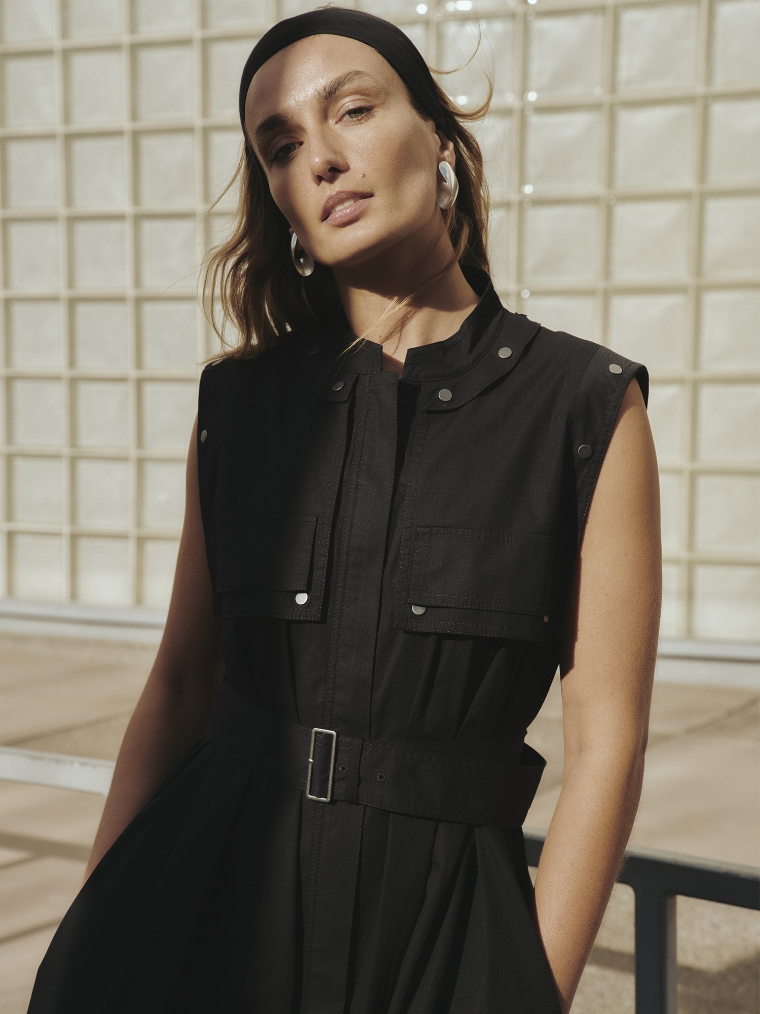 Image number 5 showing, Stretch-Cotton Utility Maxi Dress