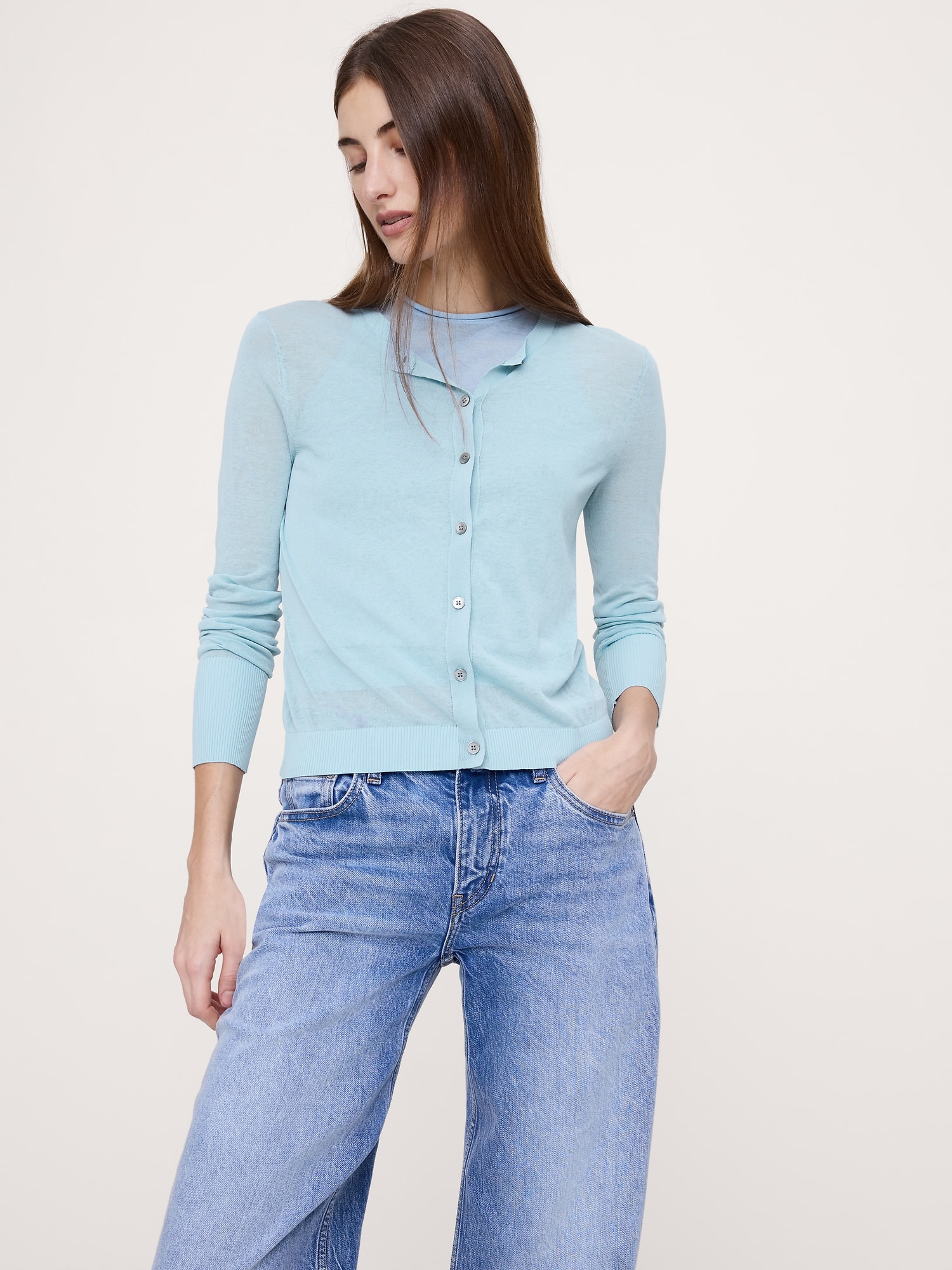 Sheer Ultra-Fine Cotton Cardigan