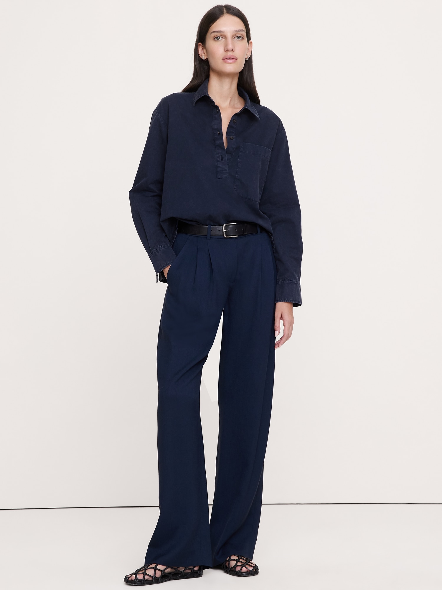 HAUT SURDIMENSIONNÉ EN SERGÉ DE COTON