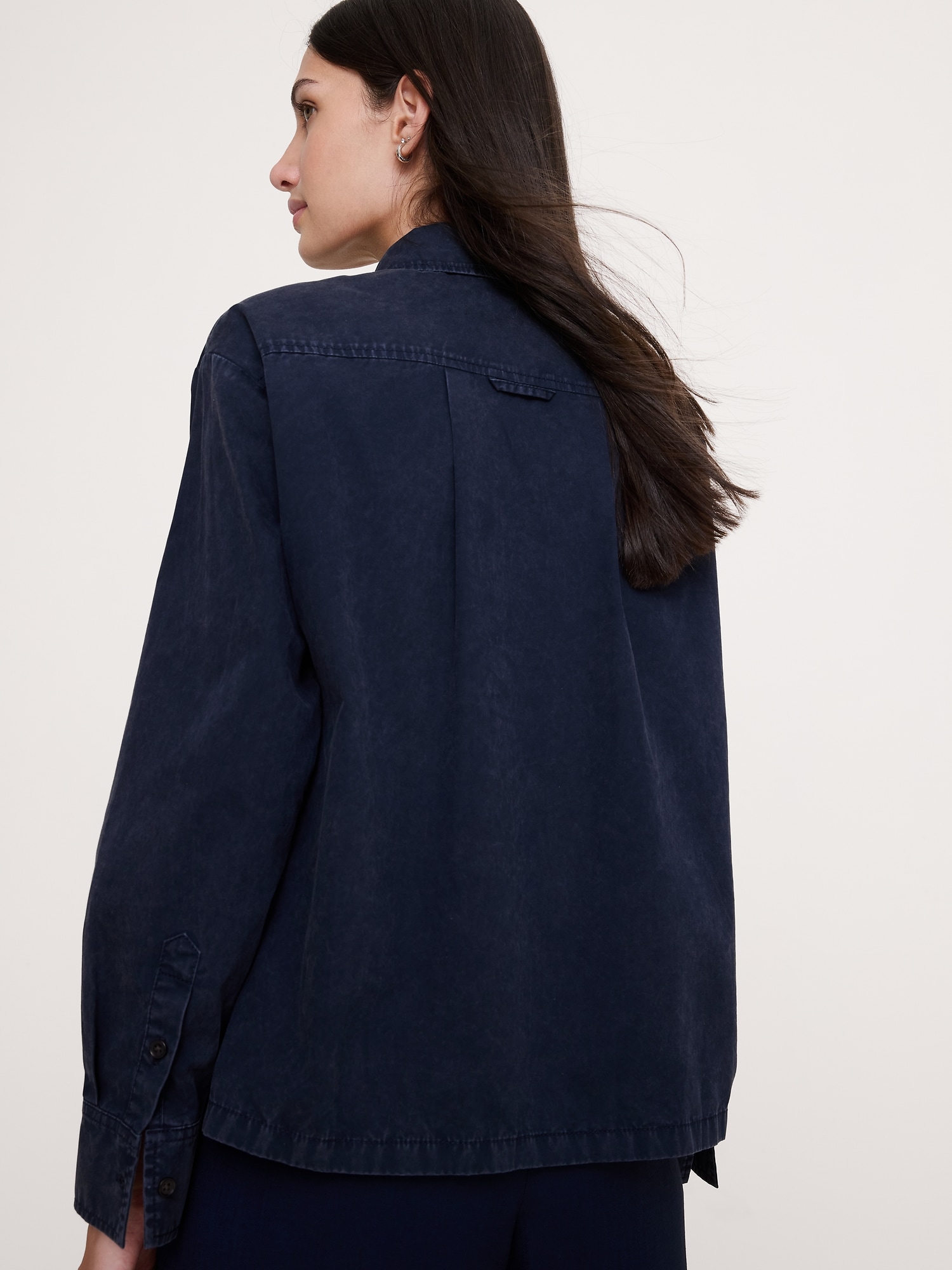 L'image numéro 5 présente Haut surdimensionné en sergé de coton