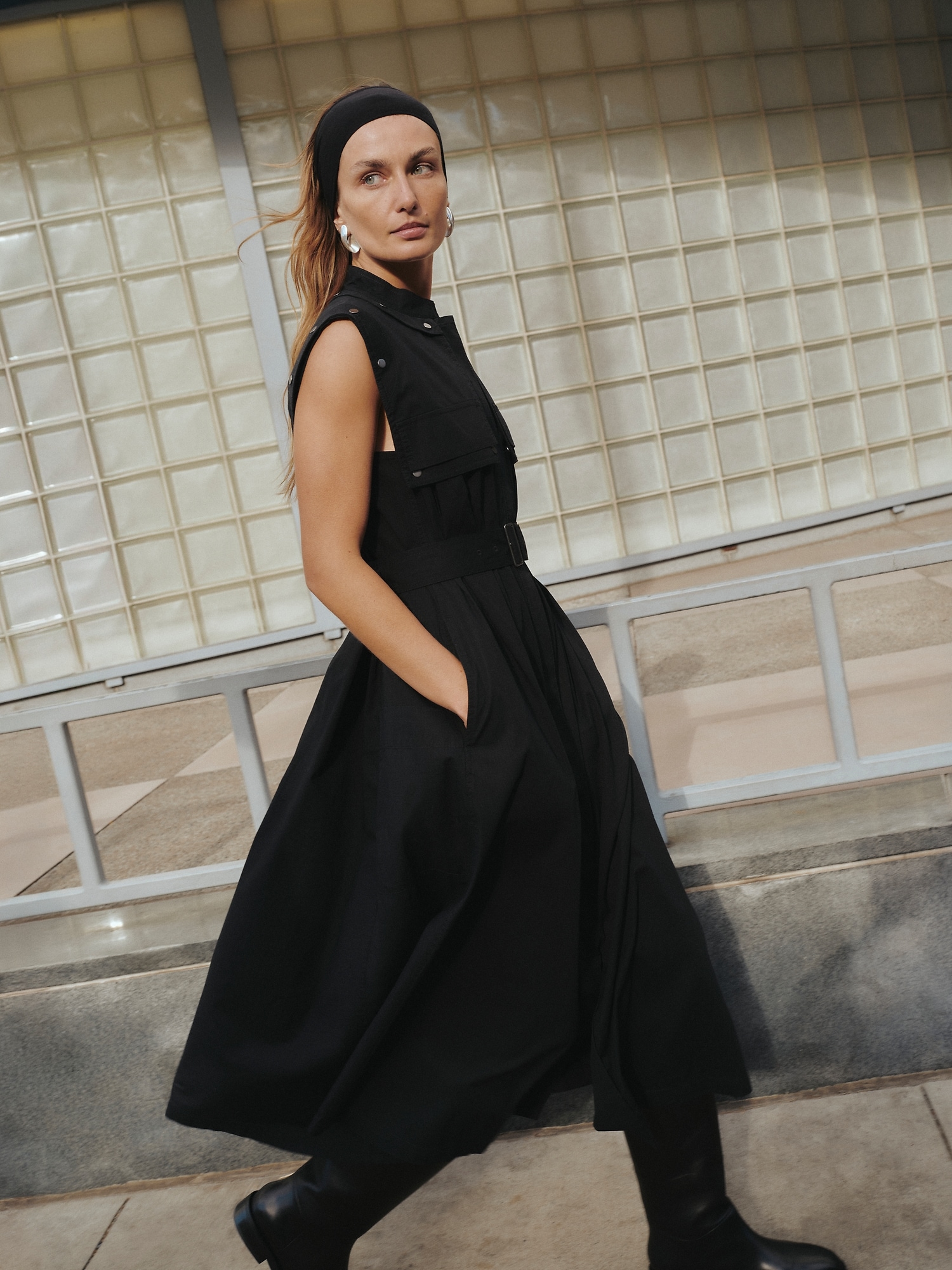 Image number 6 showing, Stretch-Cotton Utility Maxi Dress