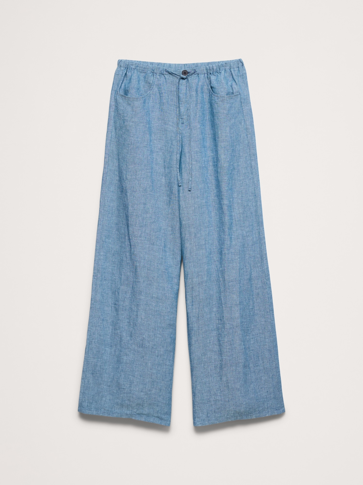 Image number 5 showing, The Studio Wide-Leg Drawstring Pant in Linen