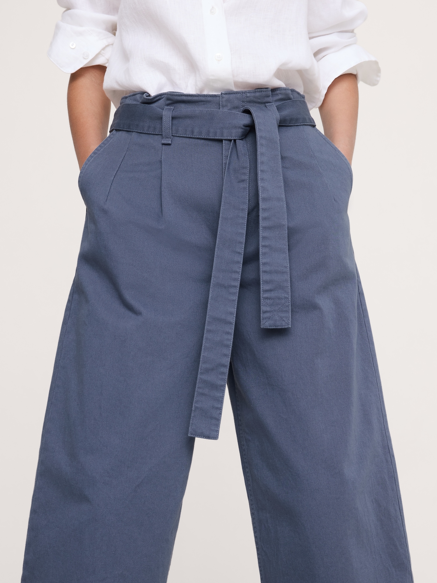 Image number 4 showing, High-Rise Straight-Leg Paperbag Pant