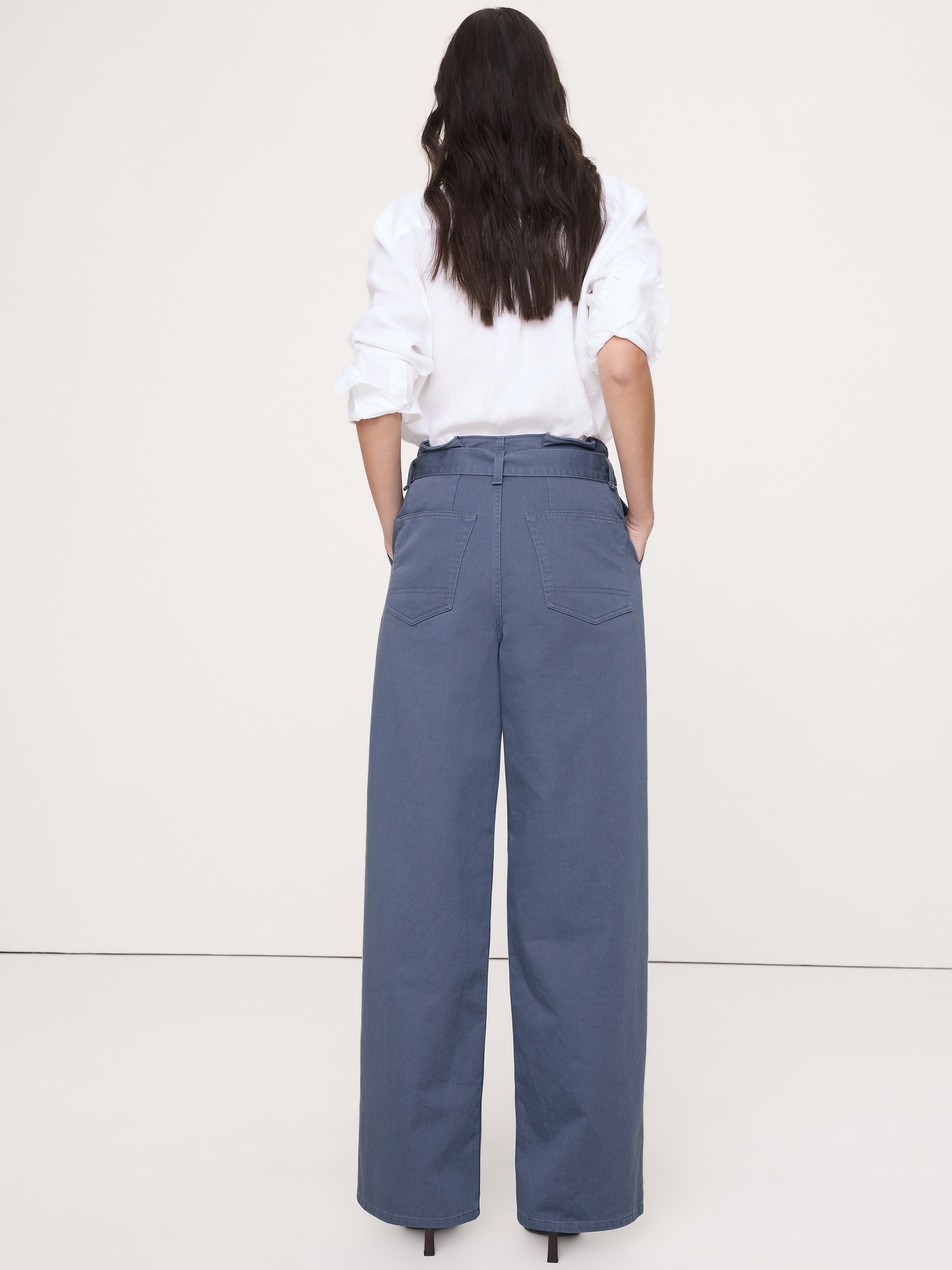 Image number 3 showing, High-Rise Straight-Leg Paperbag Pant