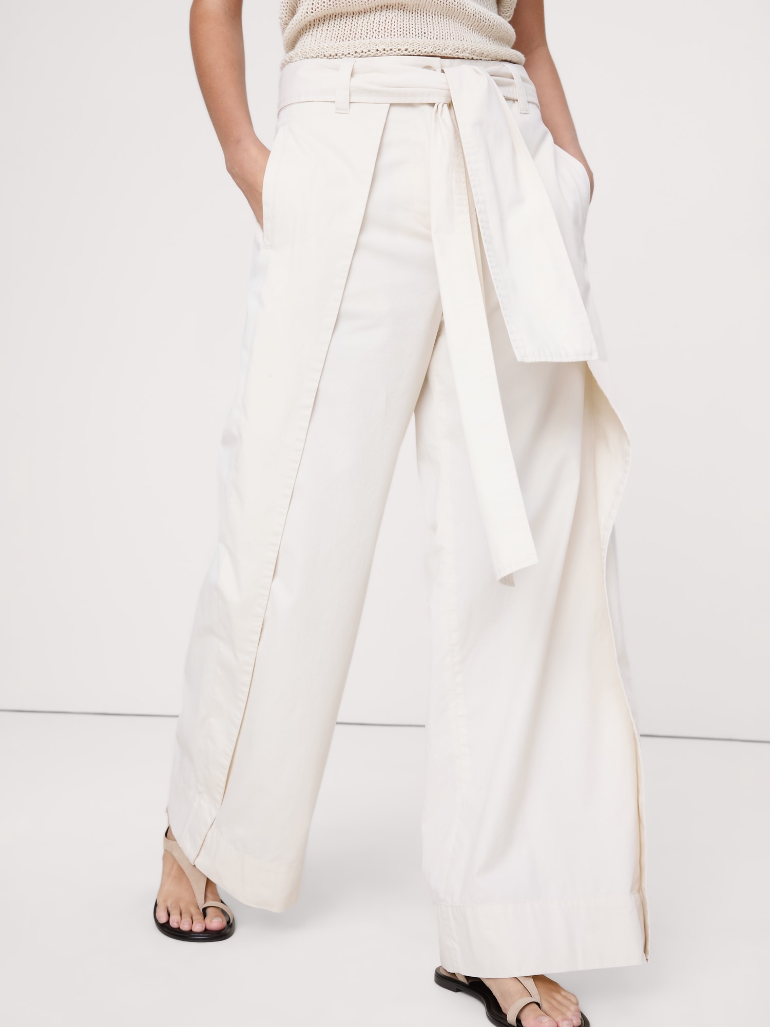 Image number 6 showing, High-Rise Wide-Leg Wrap-Front Chino