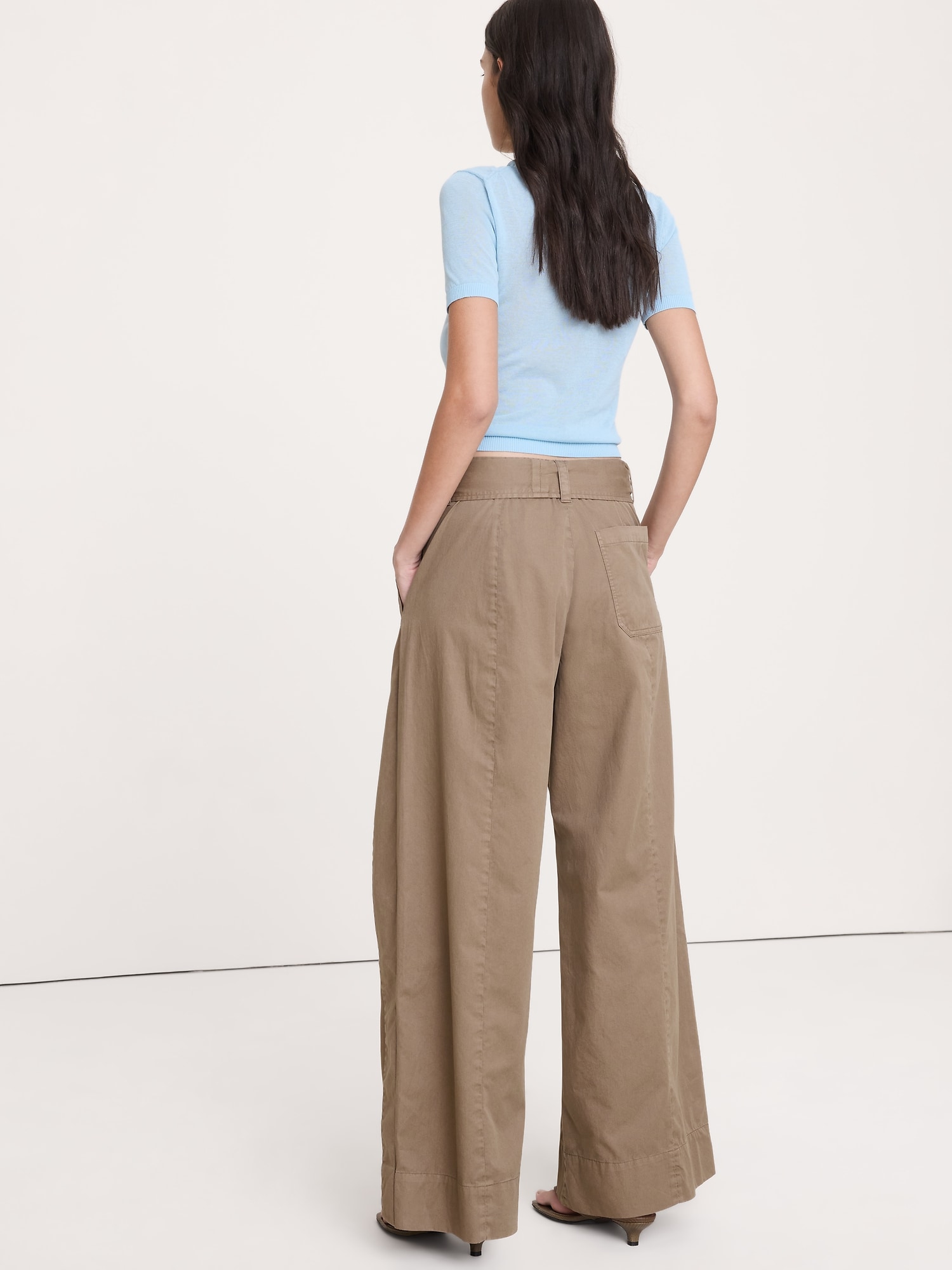Image number 3 showing, High-Rise Wide-Leg Wrap-Front Chino