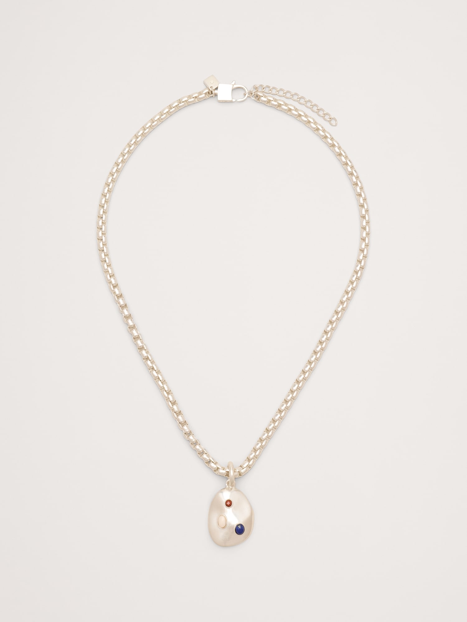 Gem Studed Oval Pendant Necklace