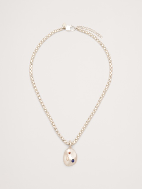 COLLIER À PENDENTIF OVALE SERTI DE PIERRES PRÉCIEUSES