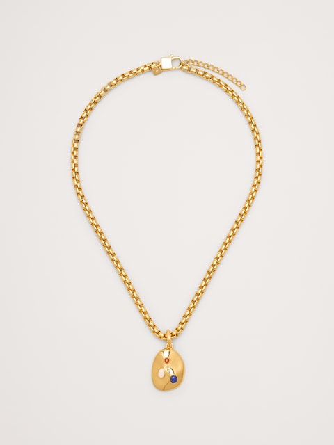 COLLIER À PENDENTIF OVALE SERTI DE PIERRES PRÉCIEUSES