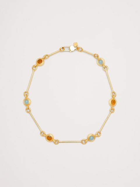 COLLIER À MAILLONS À PIERRE CIRCULAIRE